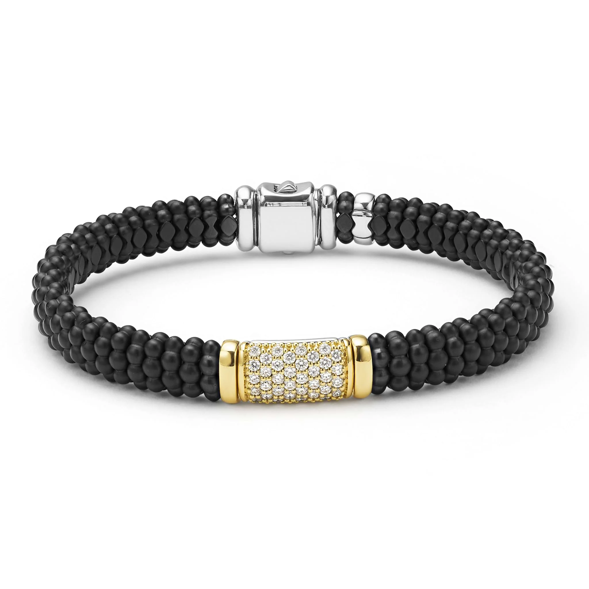 Black Caviar Two-Tone Matte Black Ceramic Diamond Bracelet | 9mm