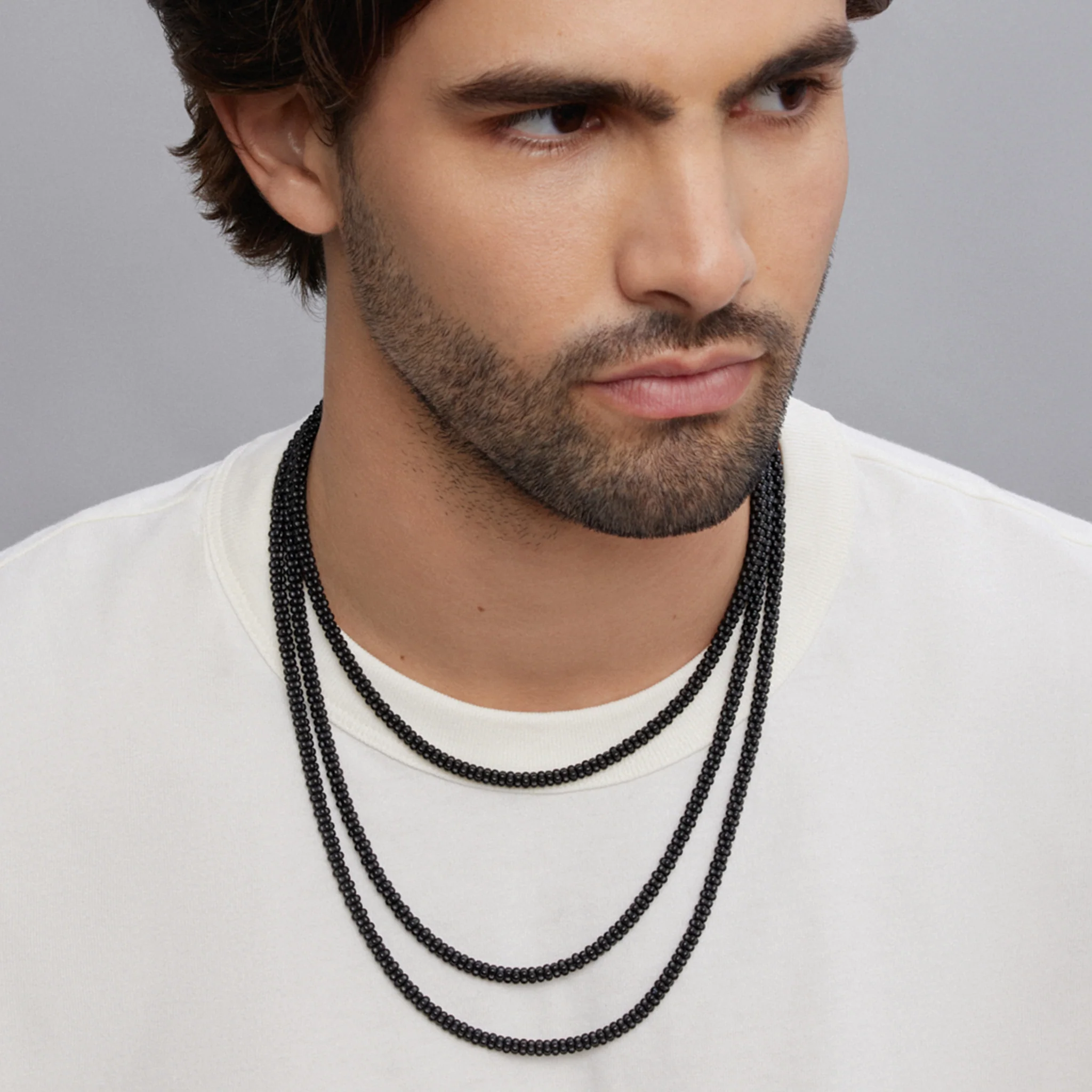 Black Caviar Matte Black Ceramic Beaded Necklace - Image 6