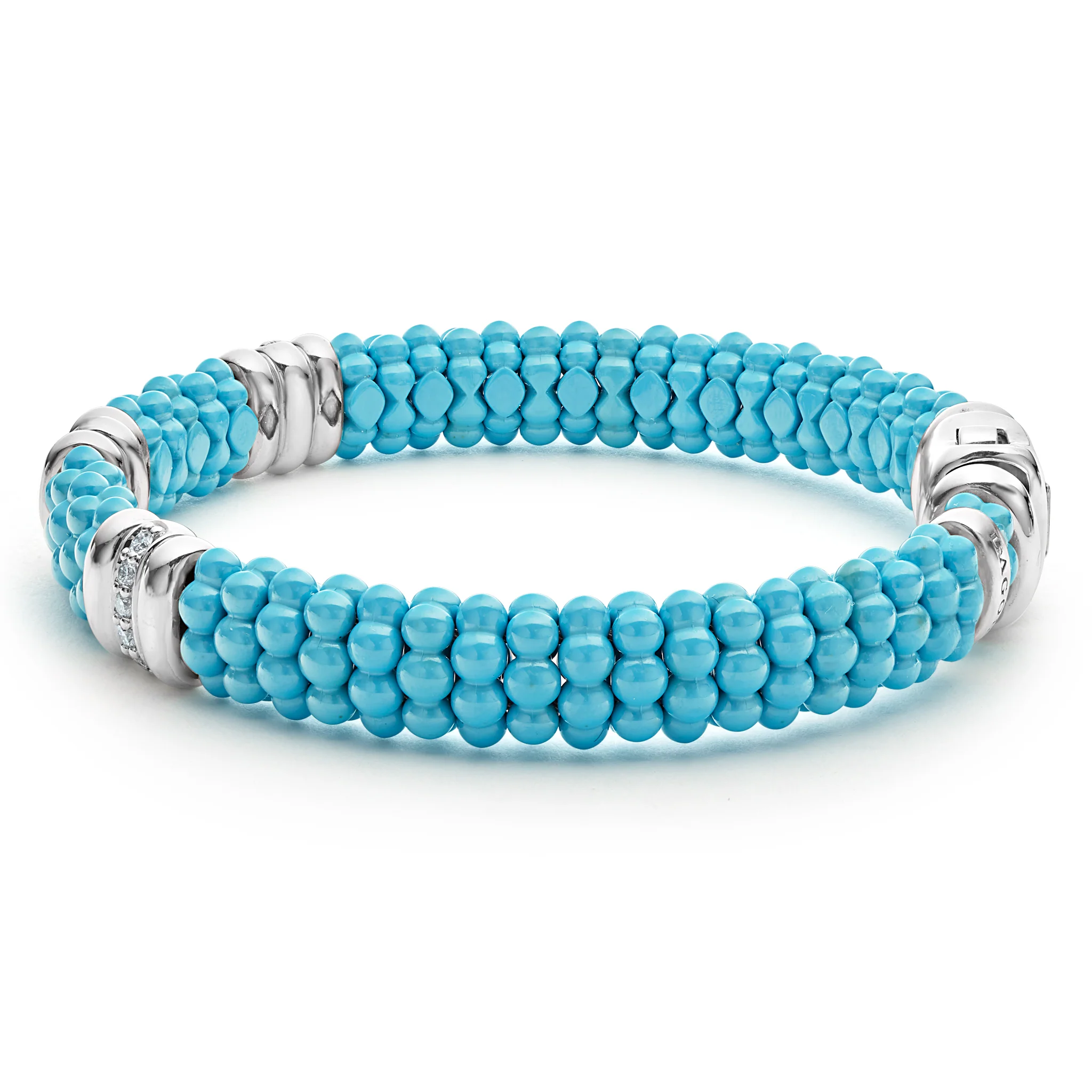 Blue Caviar Blue Three Station Ceramic Diamond Bracelet | 9mm - Image 5