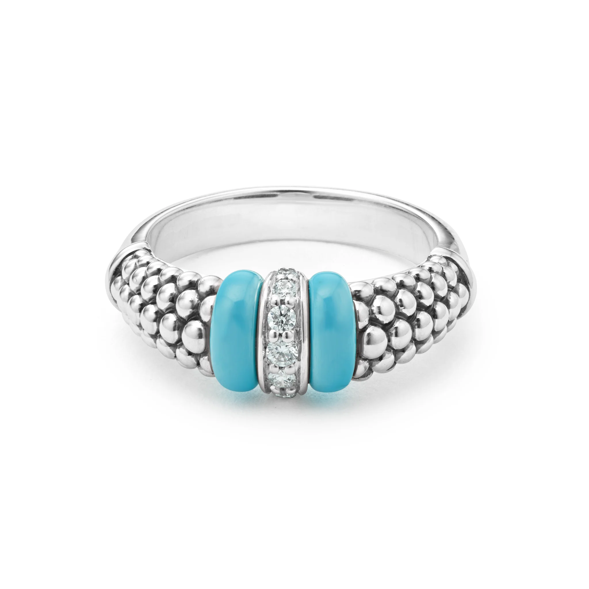 Blue Caviar Blue Ceramic and Caviar Diamond Ring - Image 3