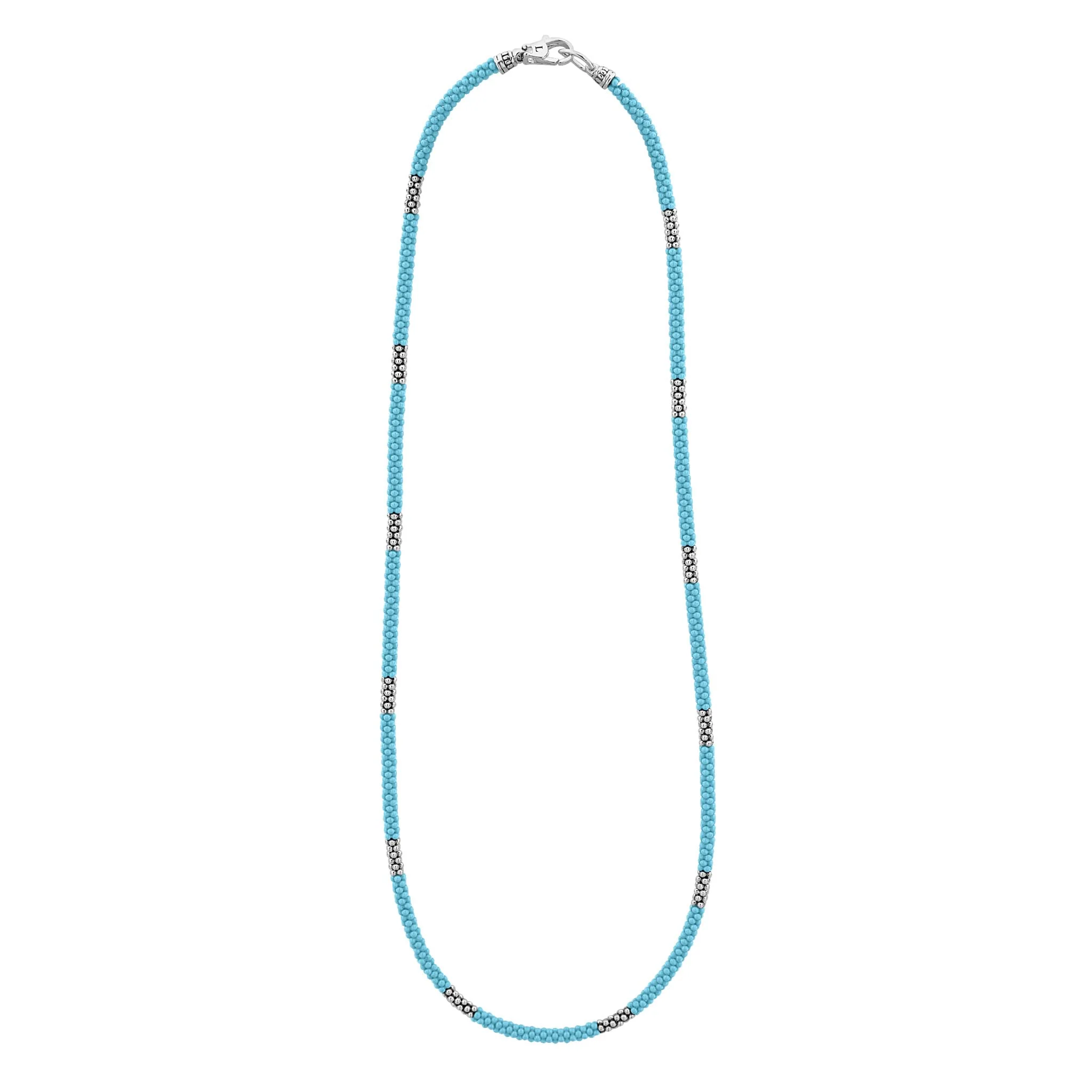 Blue Caviar Blue Silver Station Ceramic Beaded Necklace 3mm - Image 3
