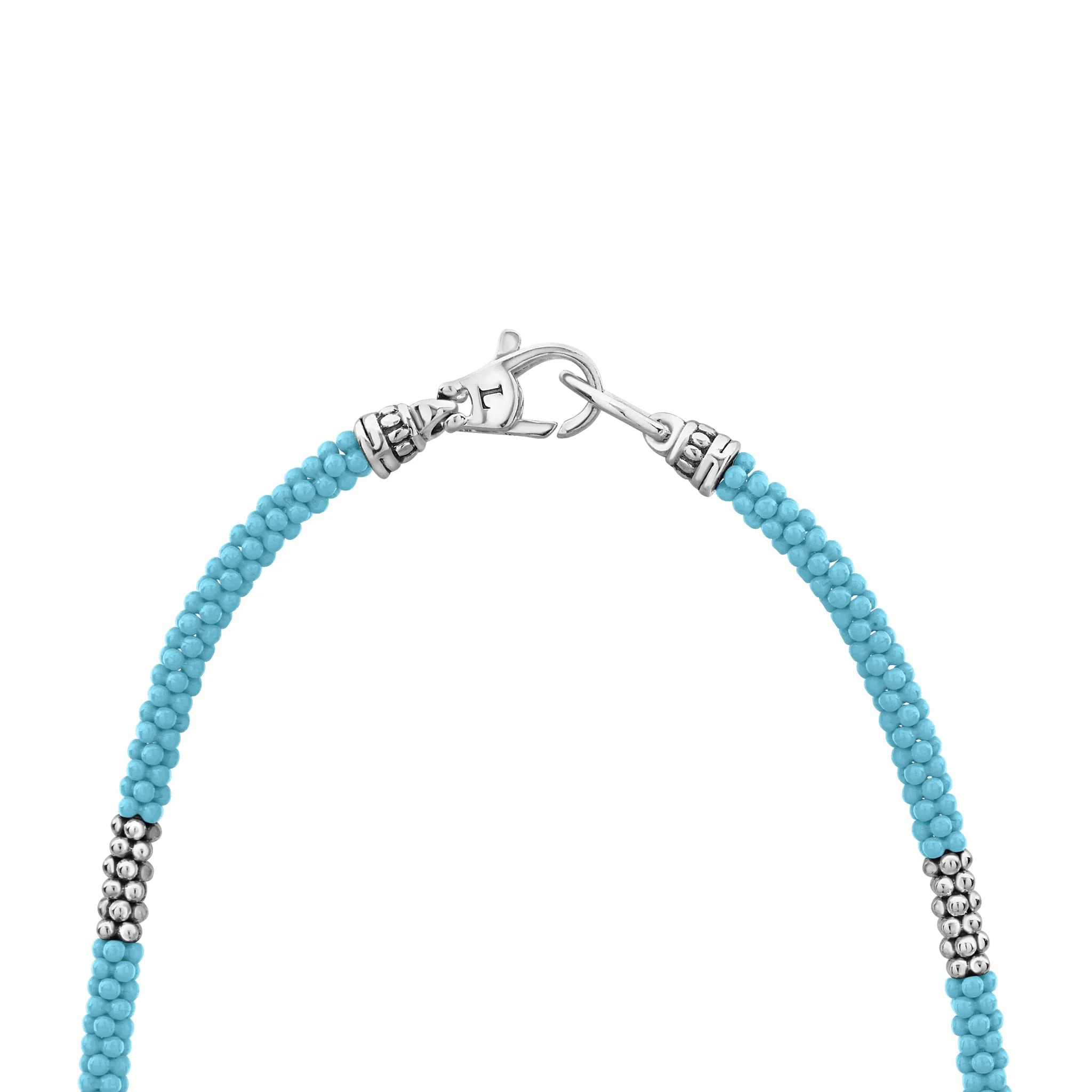 Blue Caviar Blue Silver Station Ceramic Beaded Necklace 3mm - Image 4