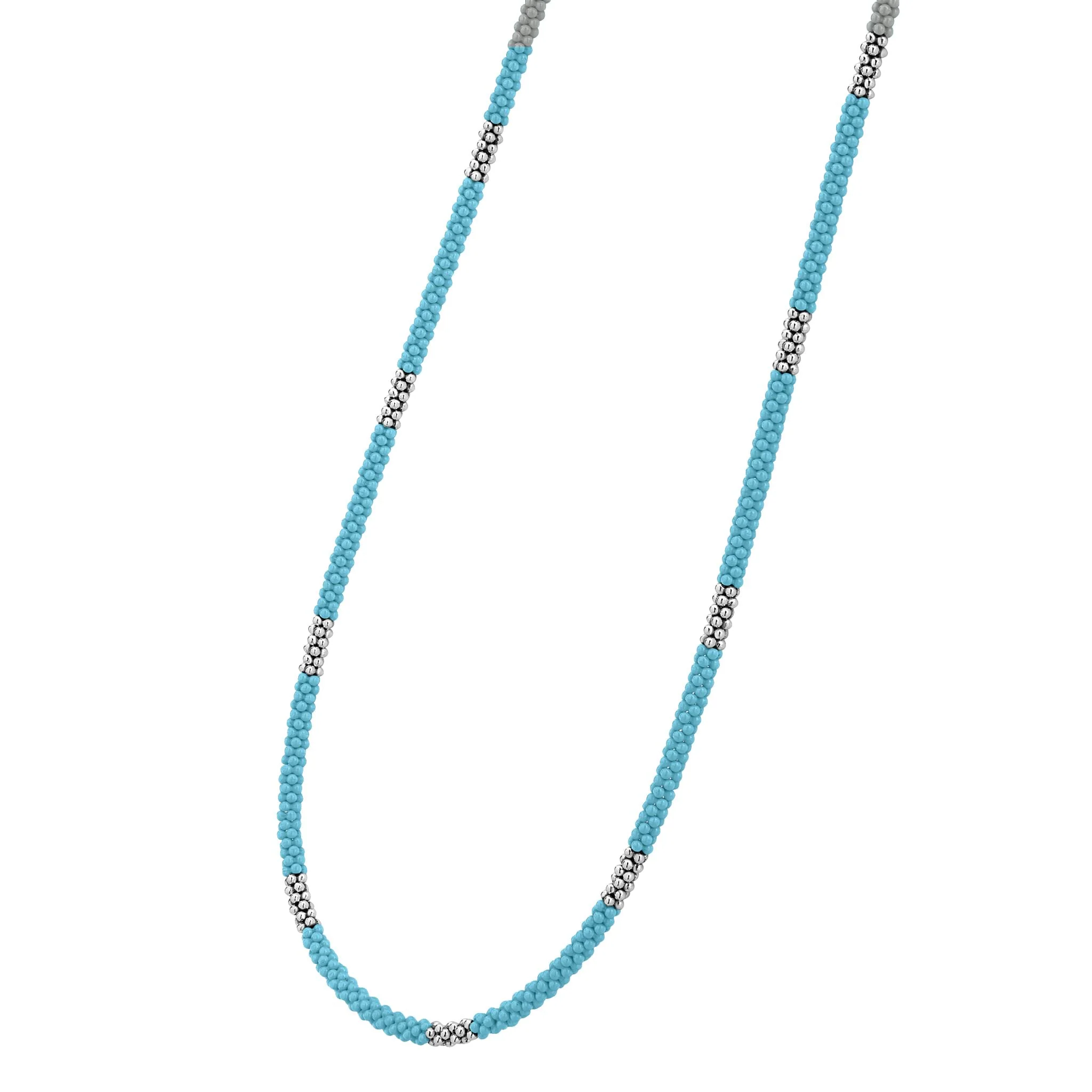 Blue Caviar Blue Silver Station Ceramic Beaded Necklace 3mm - Image 5
