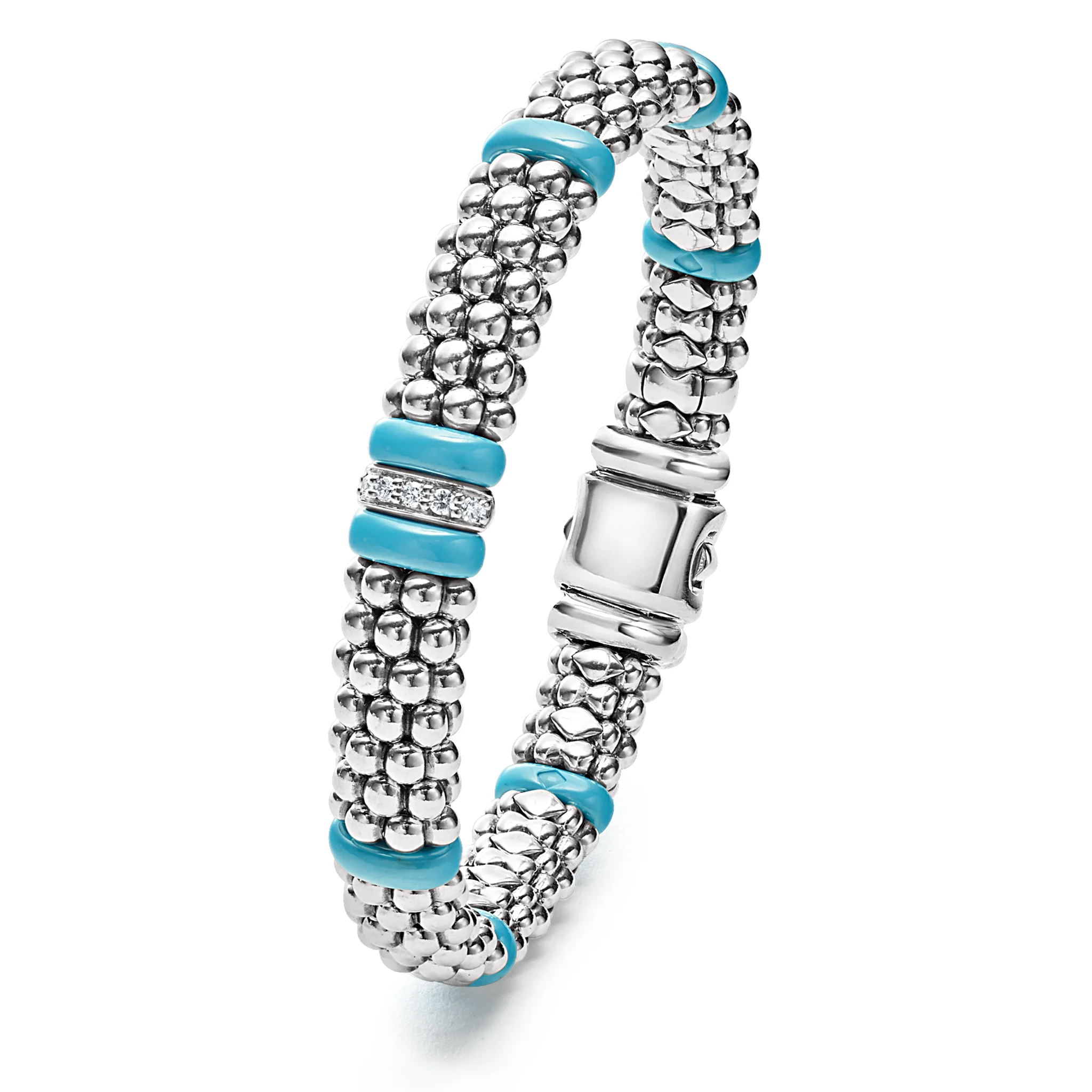 Blue Caviar Blue Single Station Diamond Caviar Bracelet | 9mm - Image 3