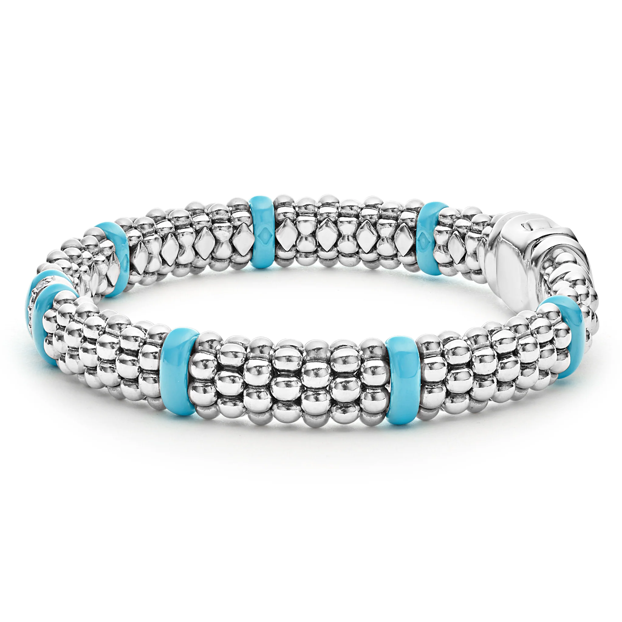 Blue Caviar Blue Single Station Diamond Caviar Bracelet | 9mm - Image 5