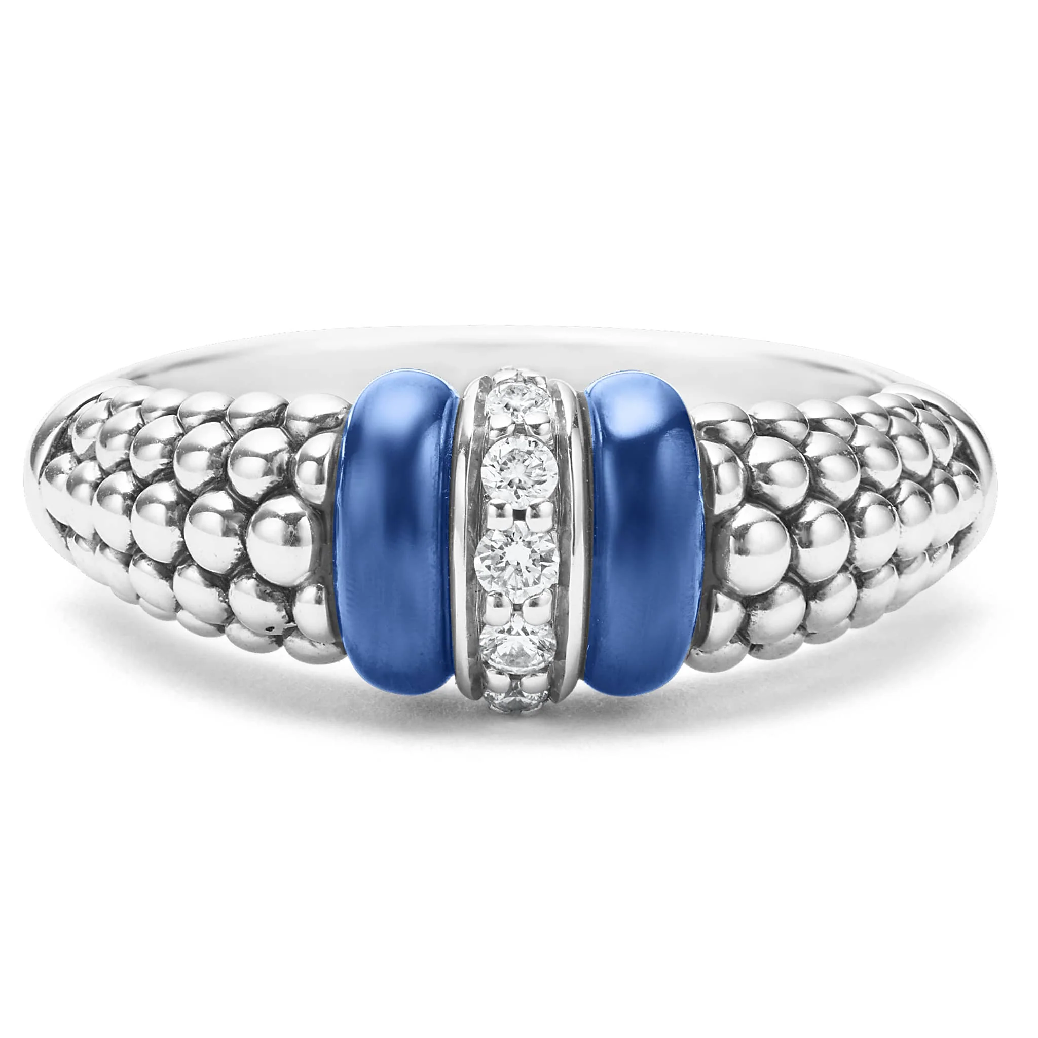 Blue Caviar Ultramarine Ceramic and Diamond Caviar Ring - Image 3