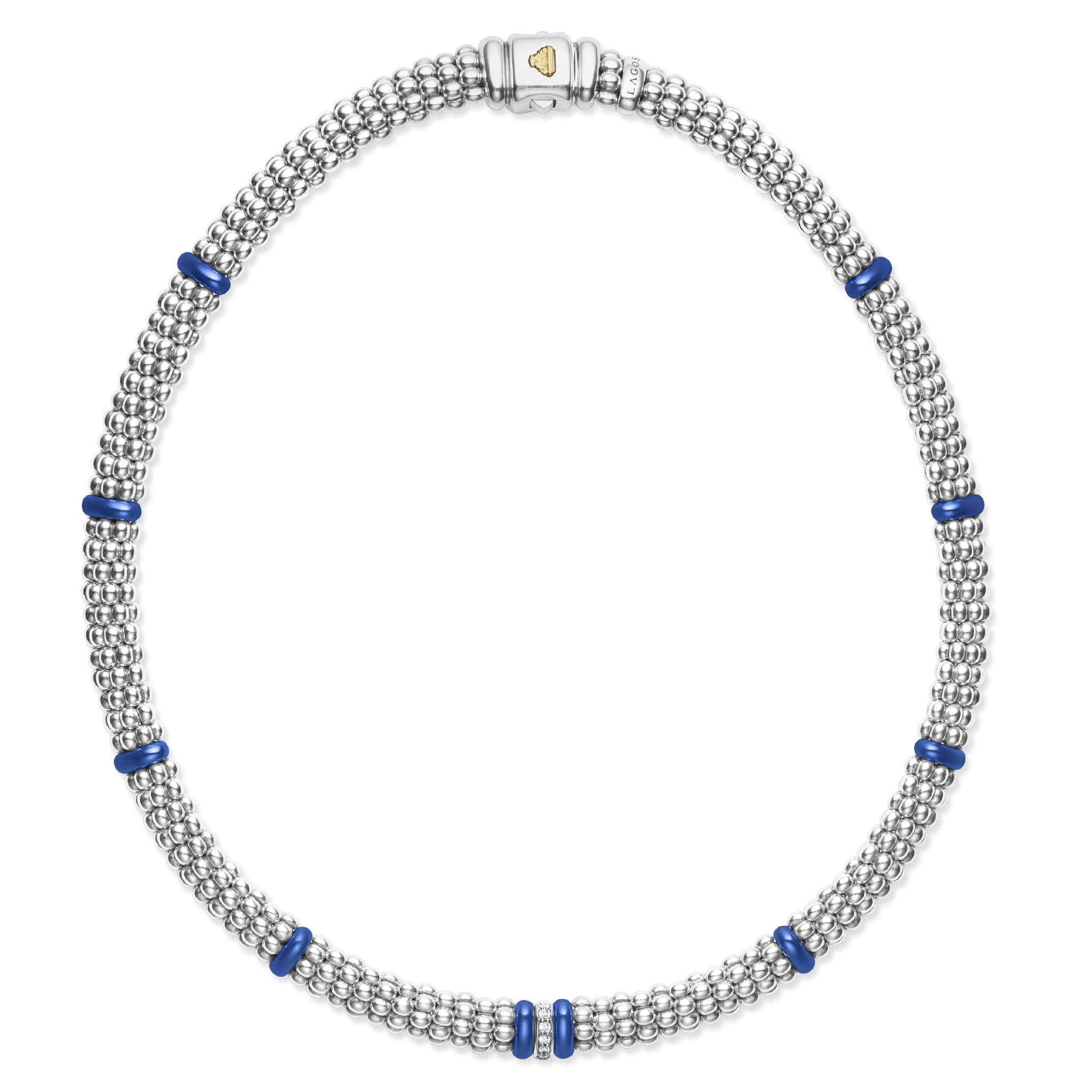 Blue Caviar Ultramarine Single Station Diamond Caviar Necklace - Image 3