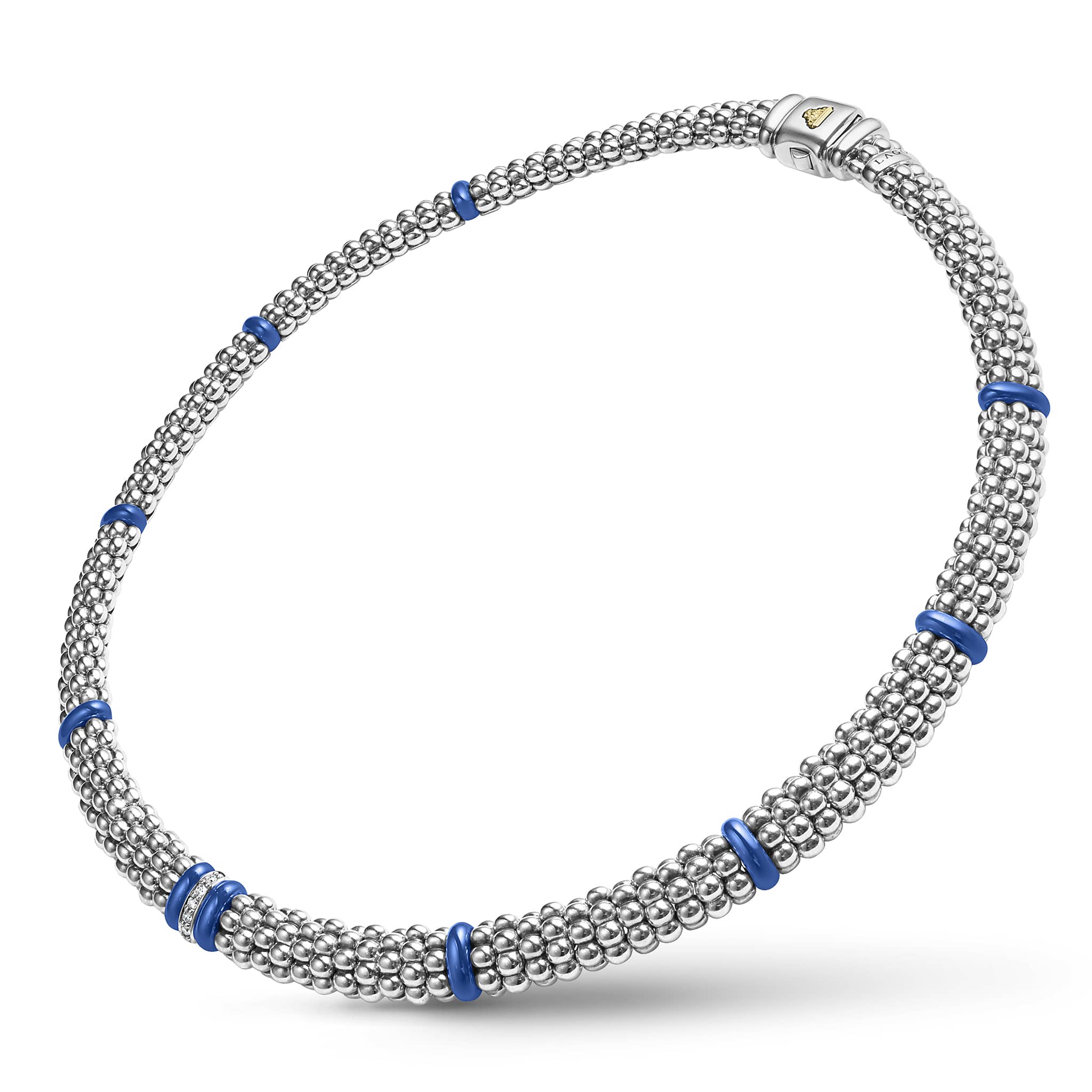 Blue Caviar Ultramarine Single Station Diamond Caviar Necklace - Image 4