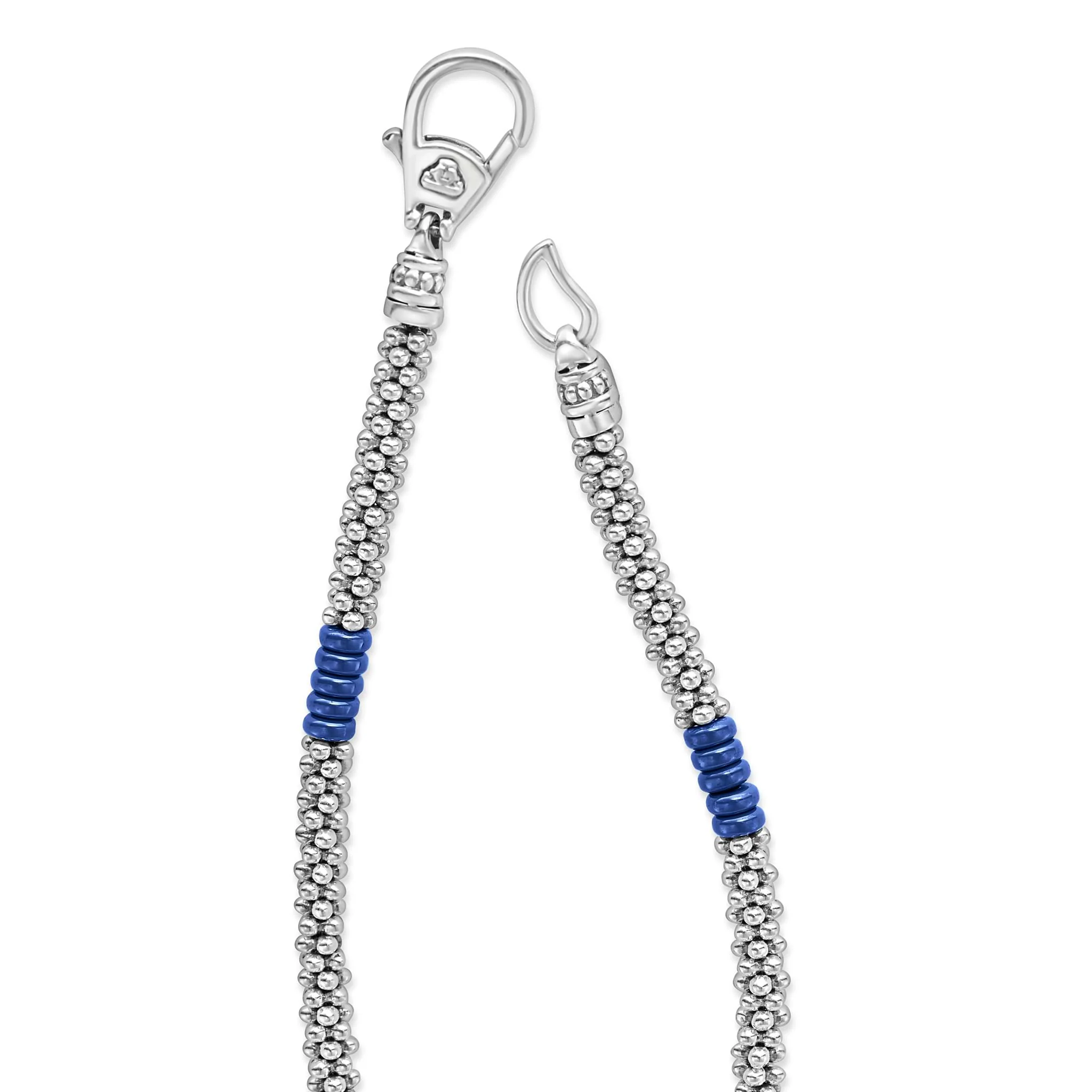 Blue Caviar Ultramarine Silver Station Ceramic Beaded Necklace 3mm - Image 5