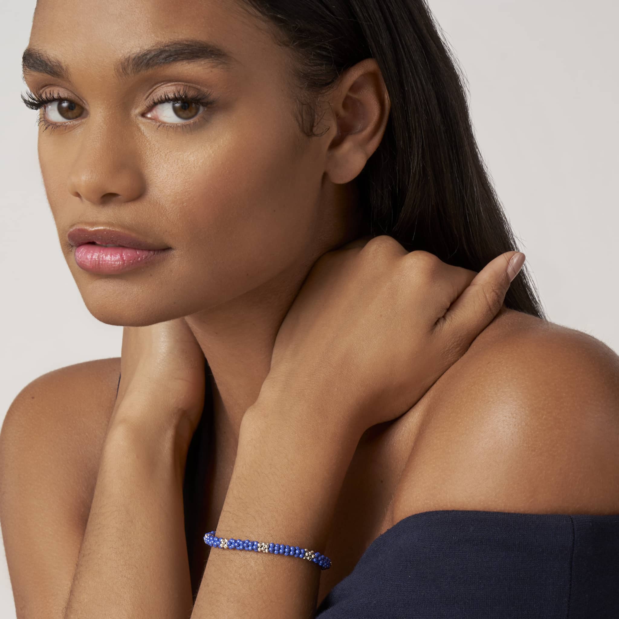 Blue Caviar Ultramarine Seven Silver Station Ceramic Bracelet | 5mm - Image 2