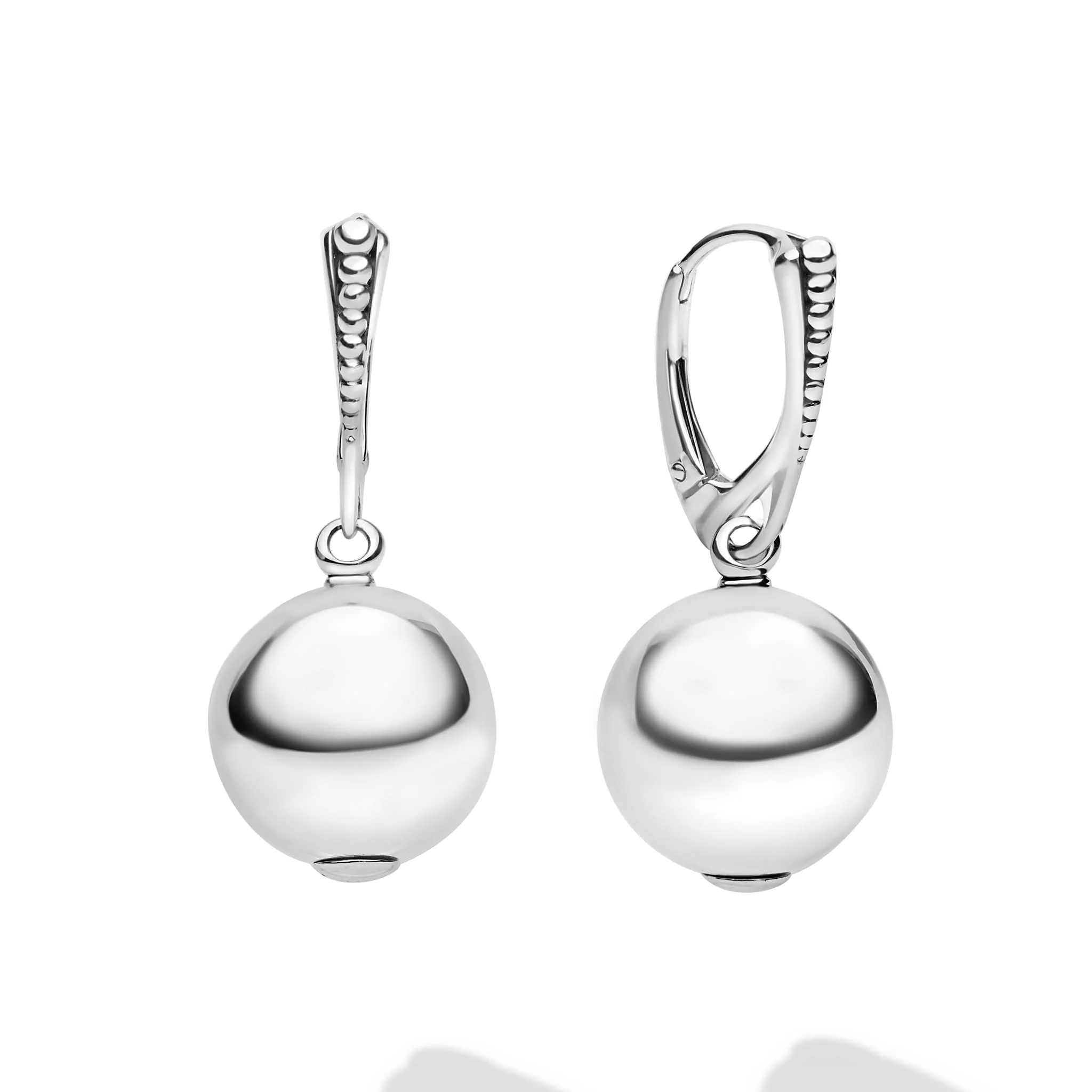 Caviar Bubbly Silver Beaded Drop Earrings