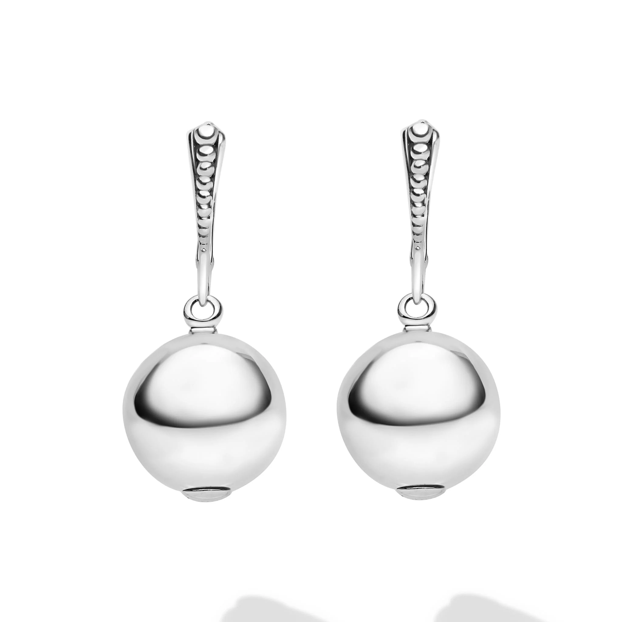 Caviar Bubbly Silver Beaded Drop Earrings - Image 3