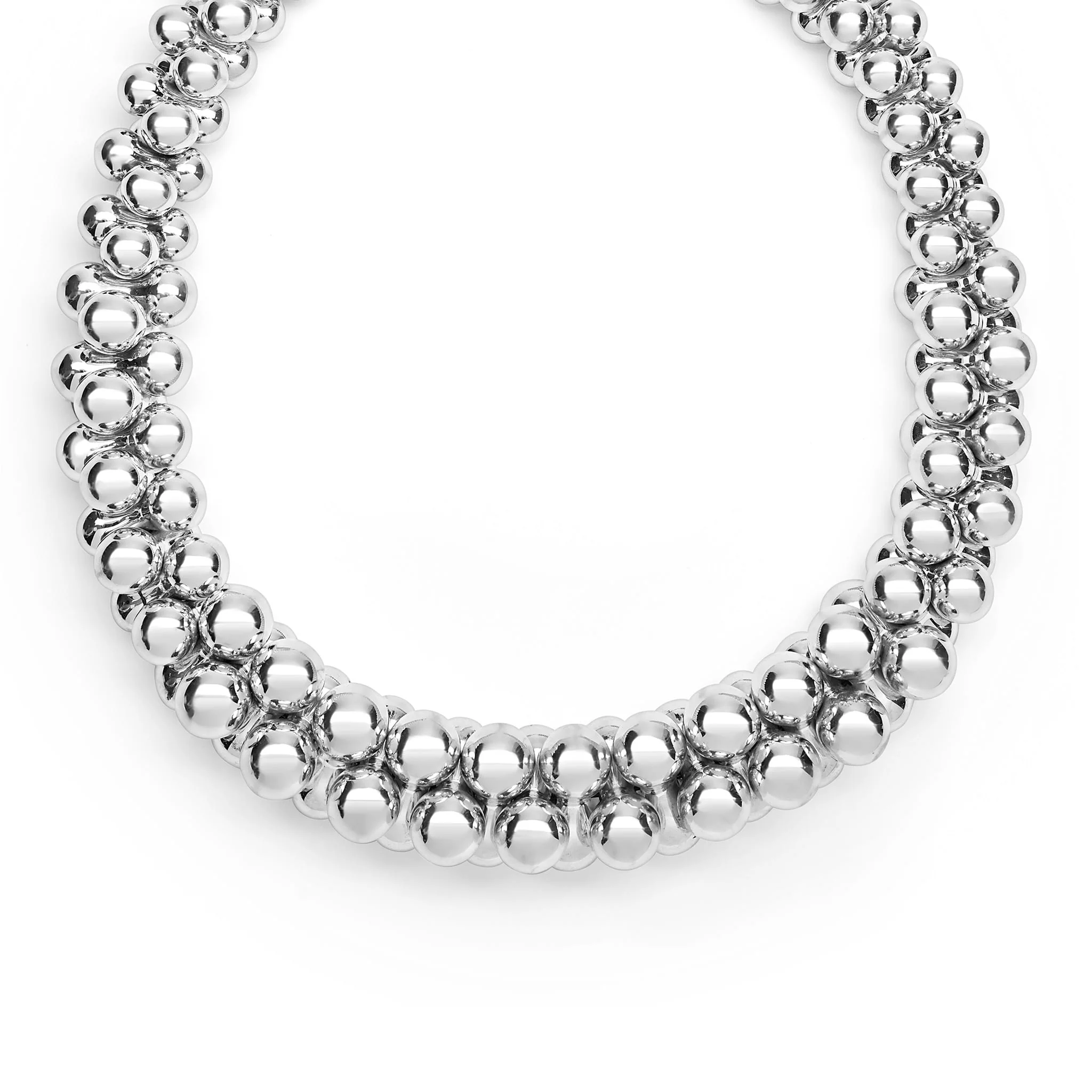 Caviar Bubbly Sterling Silver Beaded Statement Necklace