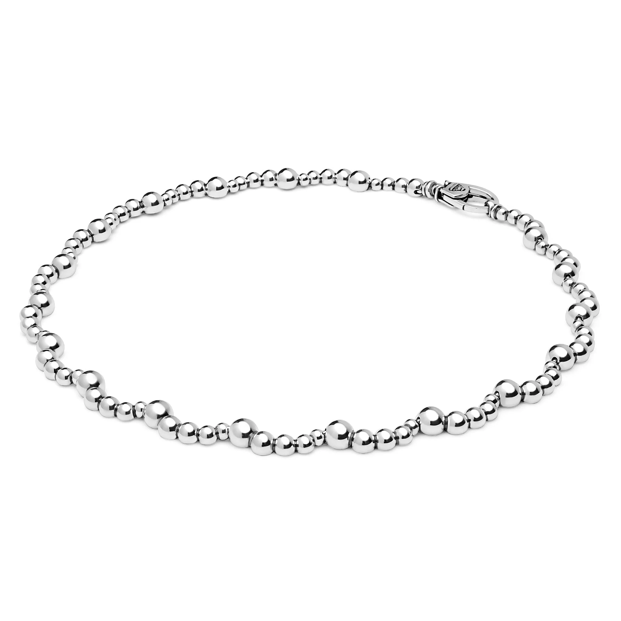 Caviar Bubbly Silver Beaded Scalloped Necklace - Image 4