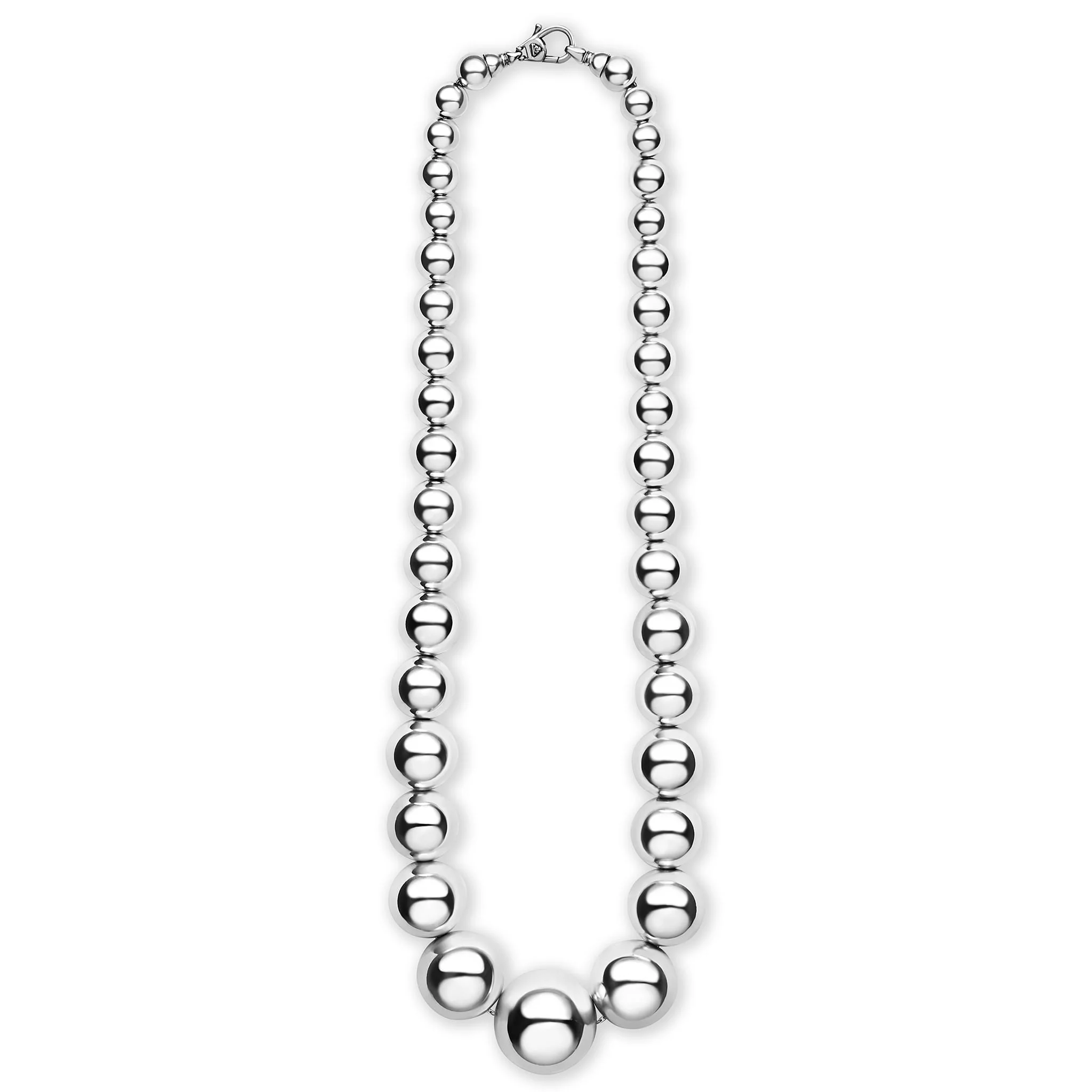 Caviar Bubbly Large Silver Graduated Bead Necklace - Image 3