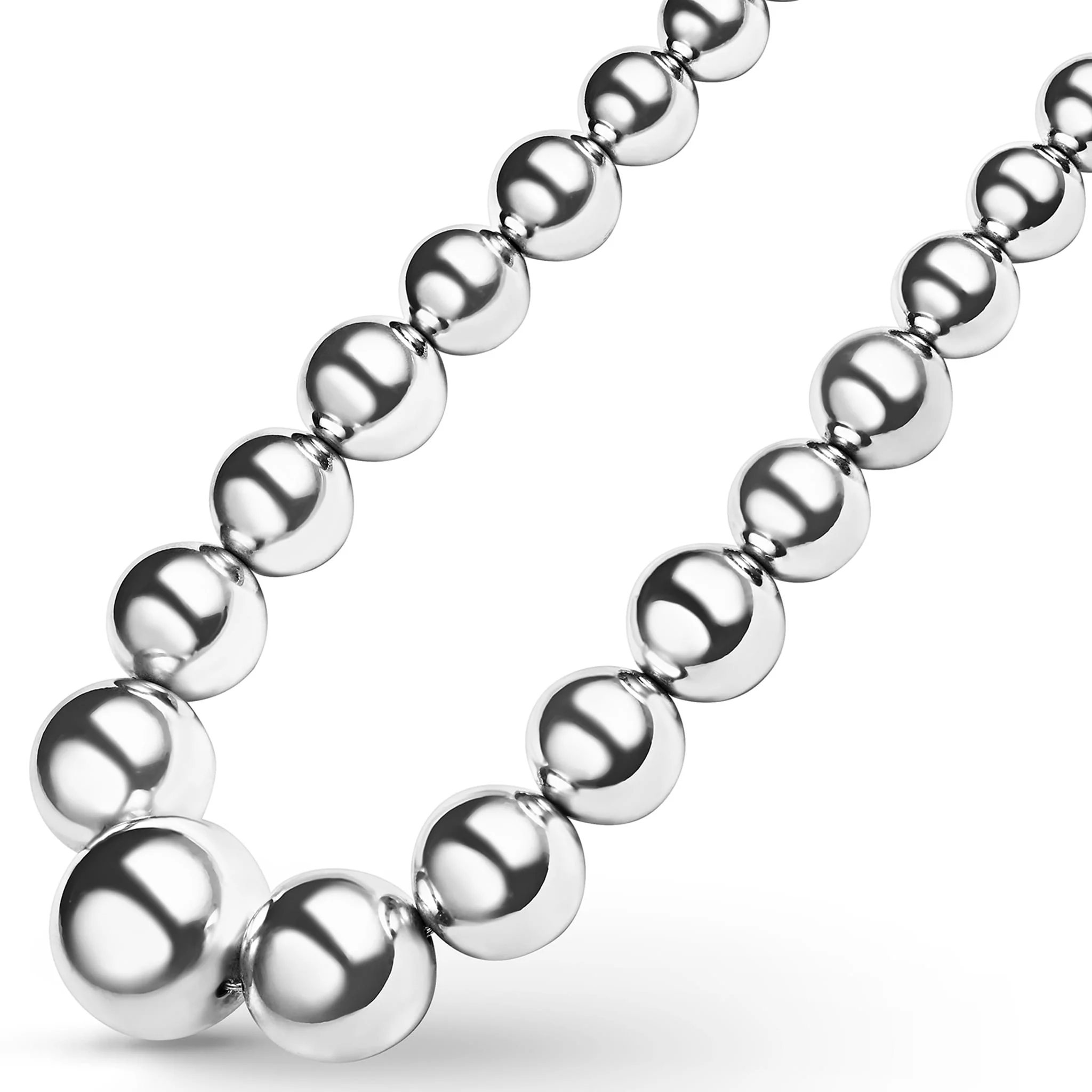 Caviar Bubbly Large Silver Graduated Bead Necklace - Image 4