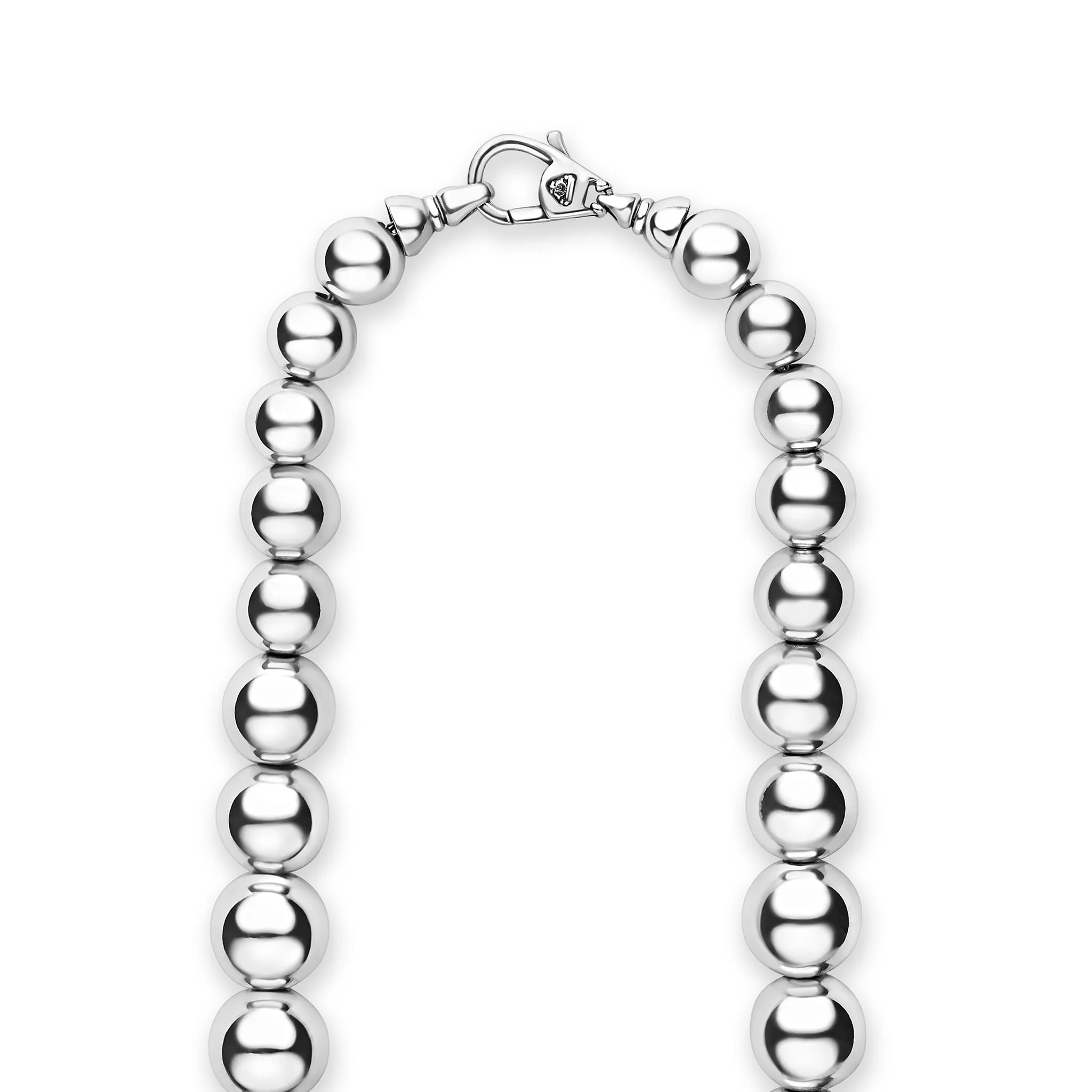 Caviar Bubbly Large Silver Graduated Bead Necklace - Image 5
