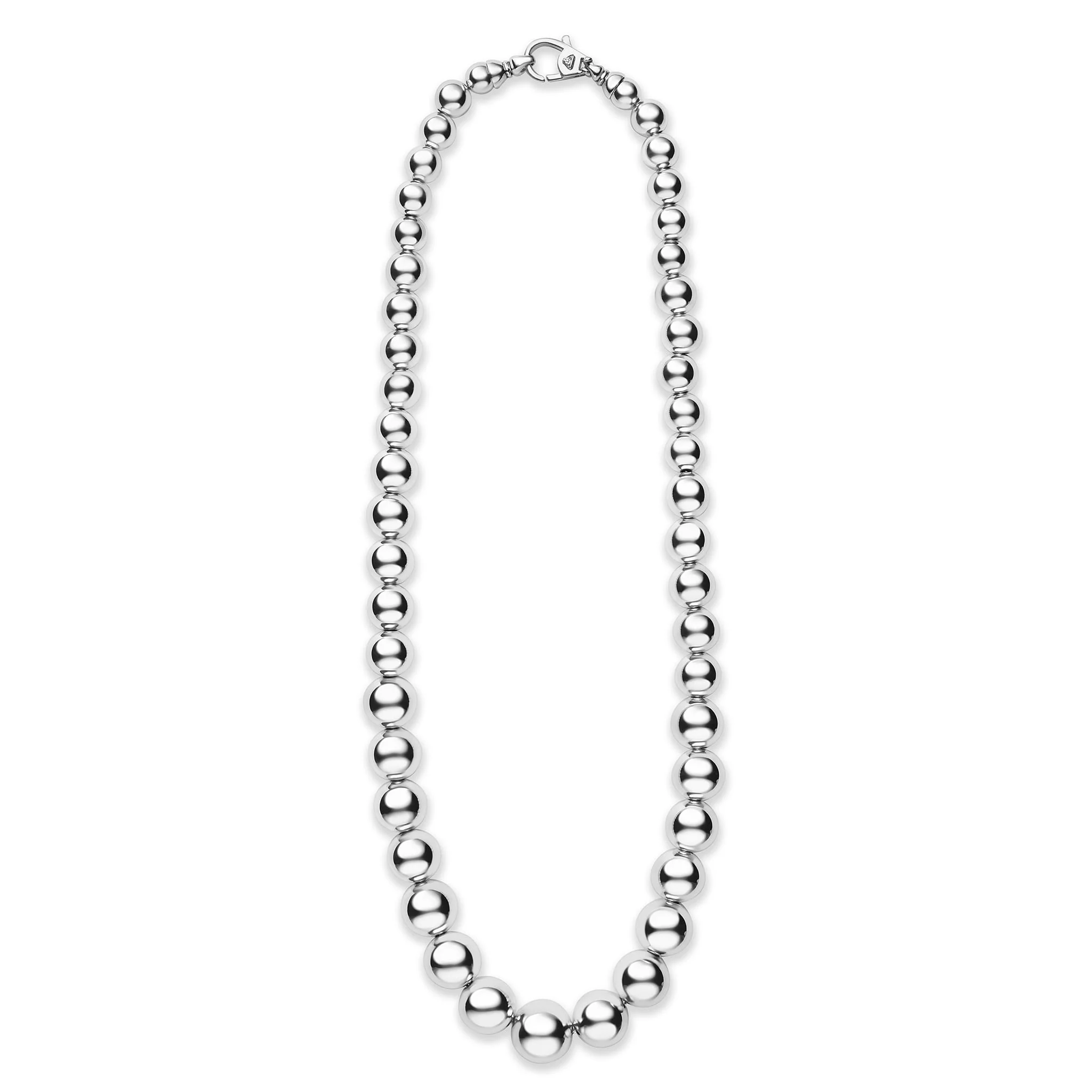 Caviar Bubbly Silver Graduated Bead Necklace - Image 3