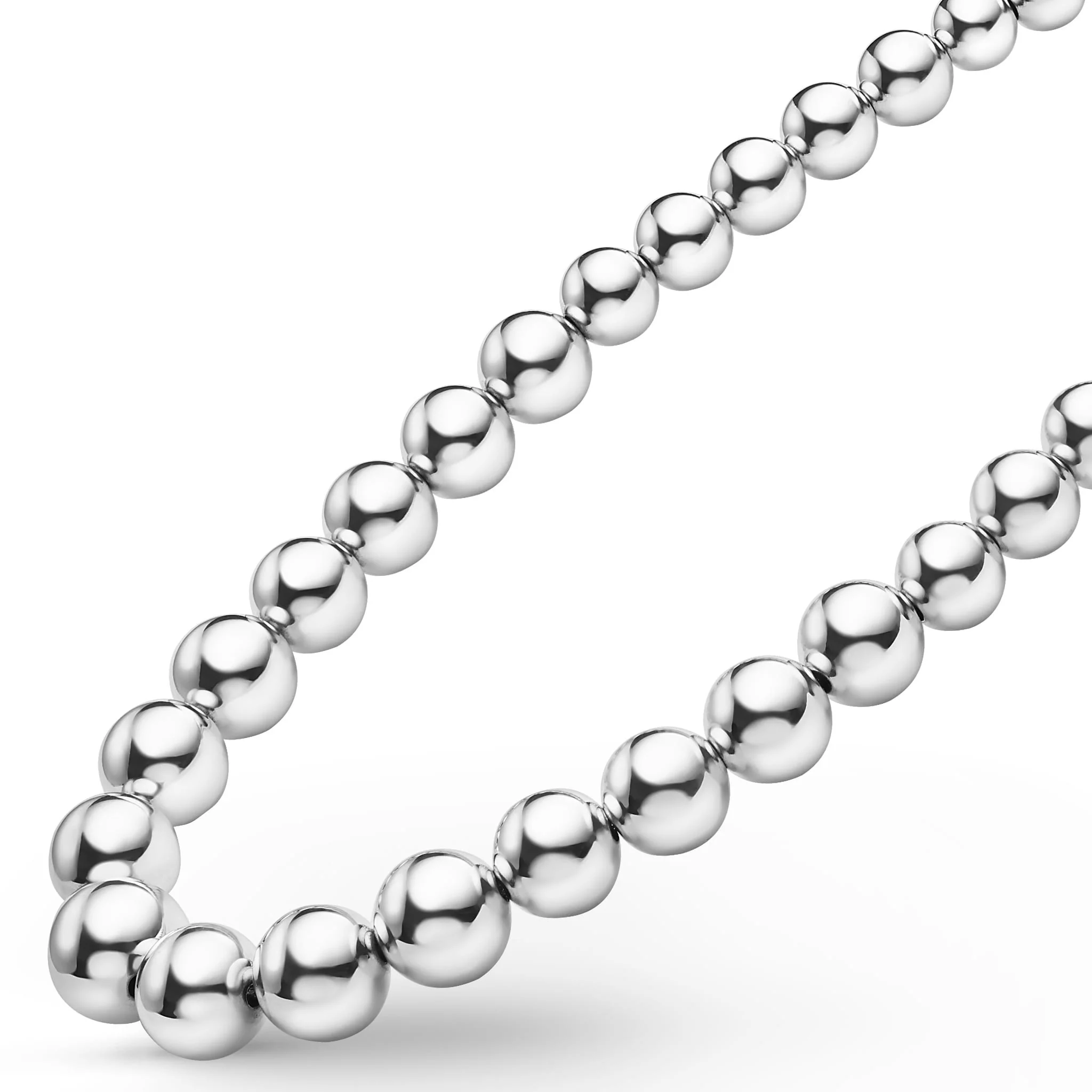 Caviar Bubbly Silver Graduated Bead Necklace - Image 4