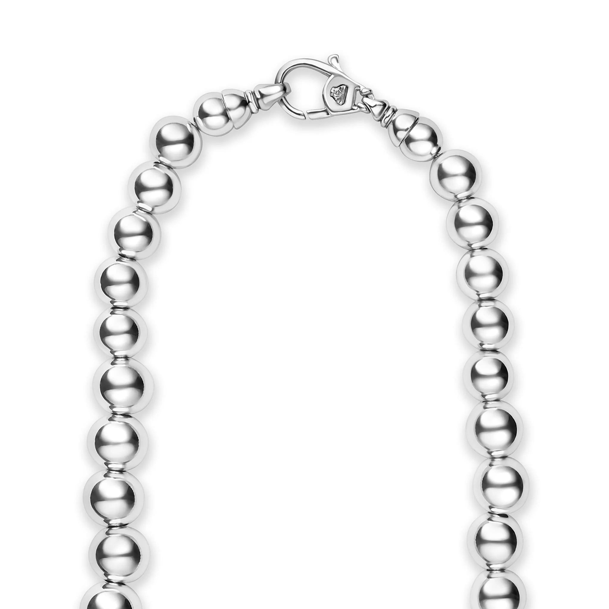 Caviar Bubbly Silver Graduated Bead Necklace - Image 5
