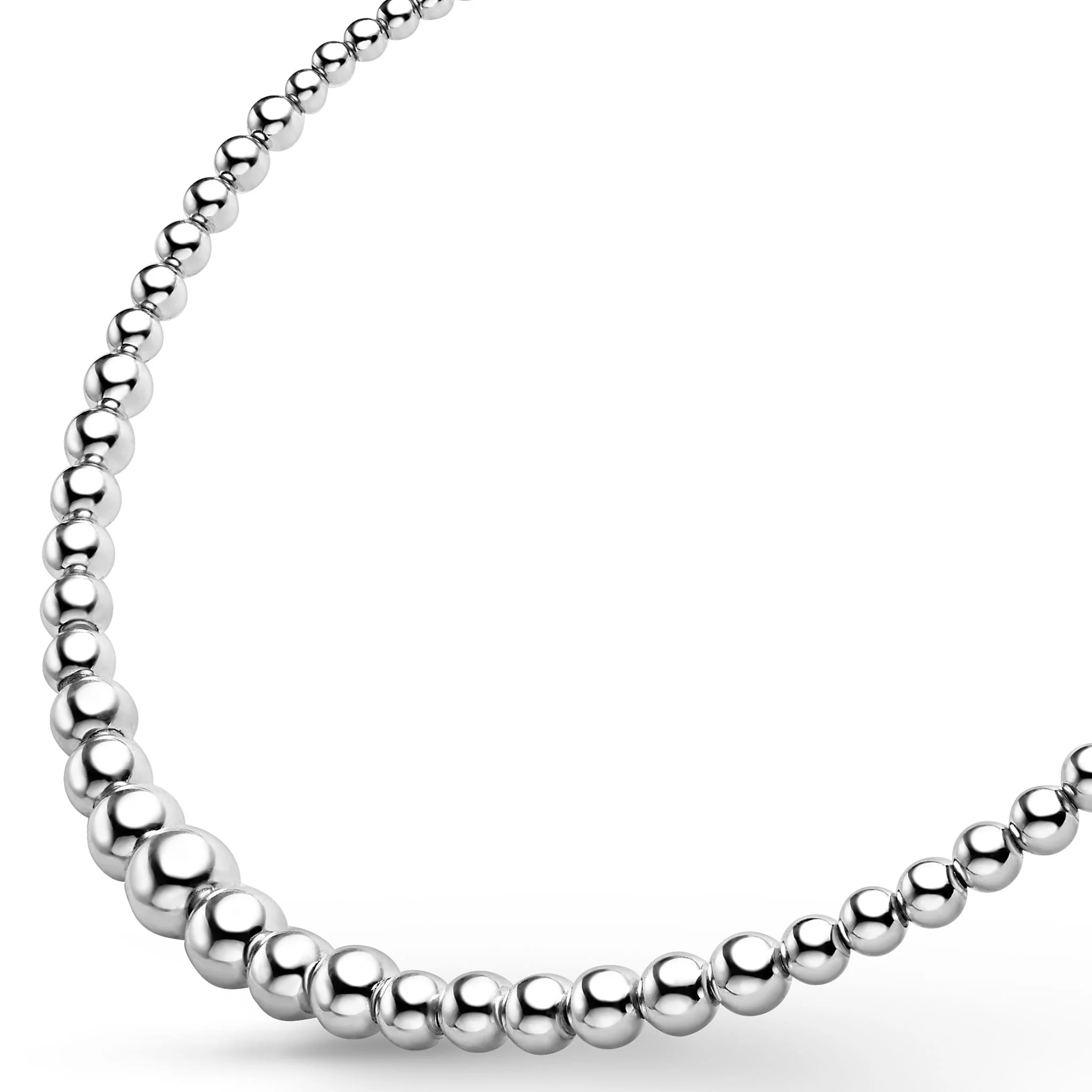 Caviar Bubbly Petite Silver Graduated Bead Necklace - Image 4