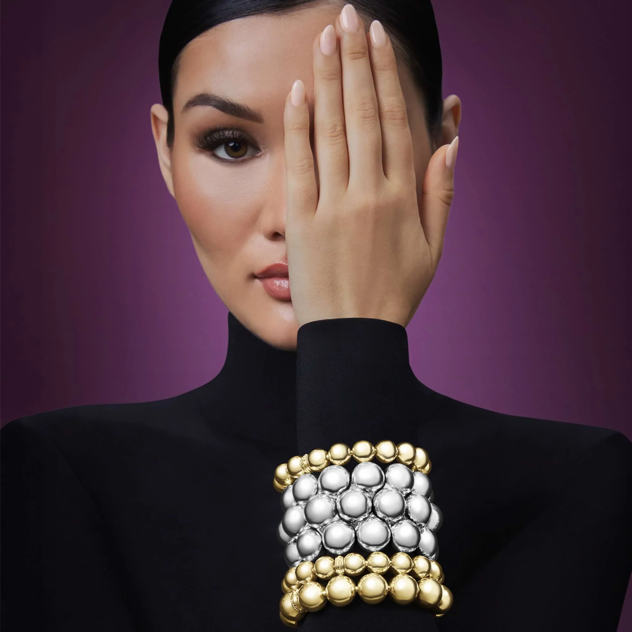 Caviar Bubbly Silver Statement Bracelet - Image 6