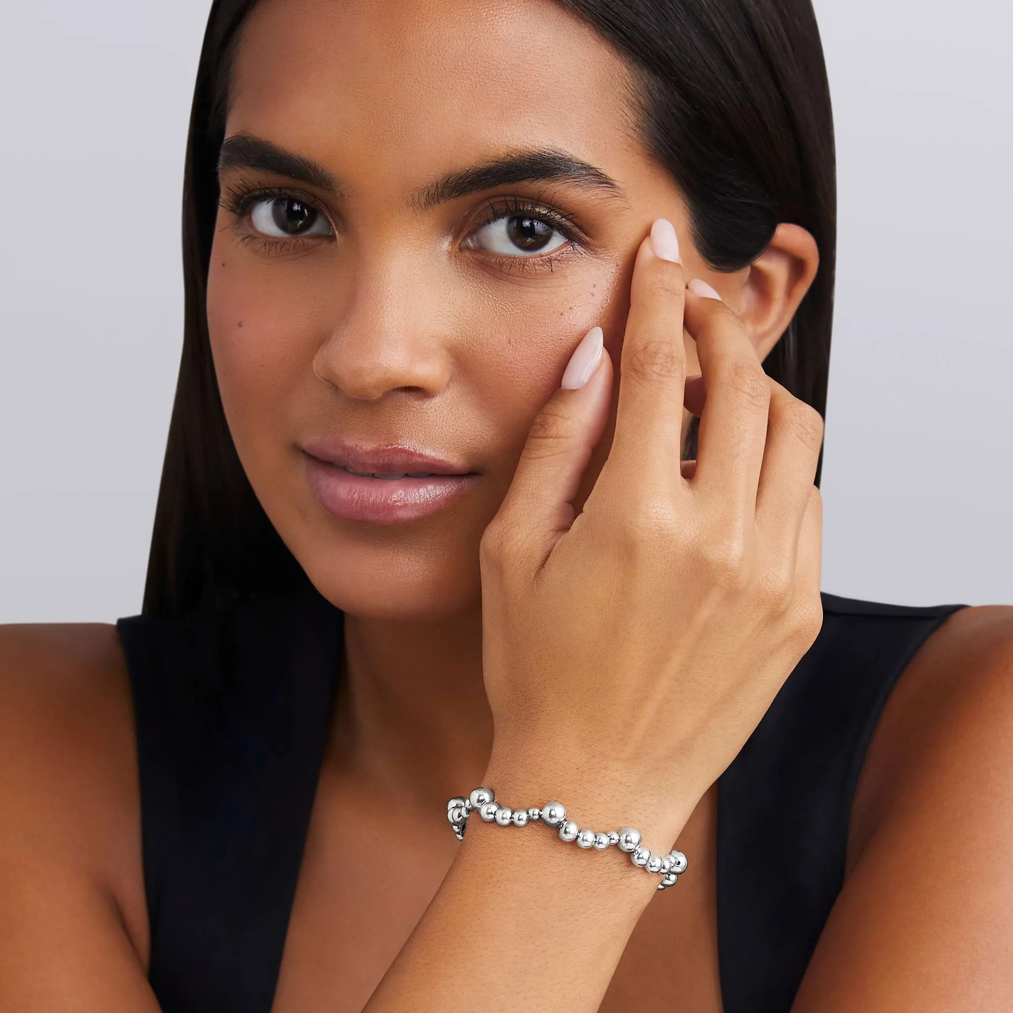 Caviar Bubbly Silver Beaded Scalloped Bracelet - Image 2