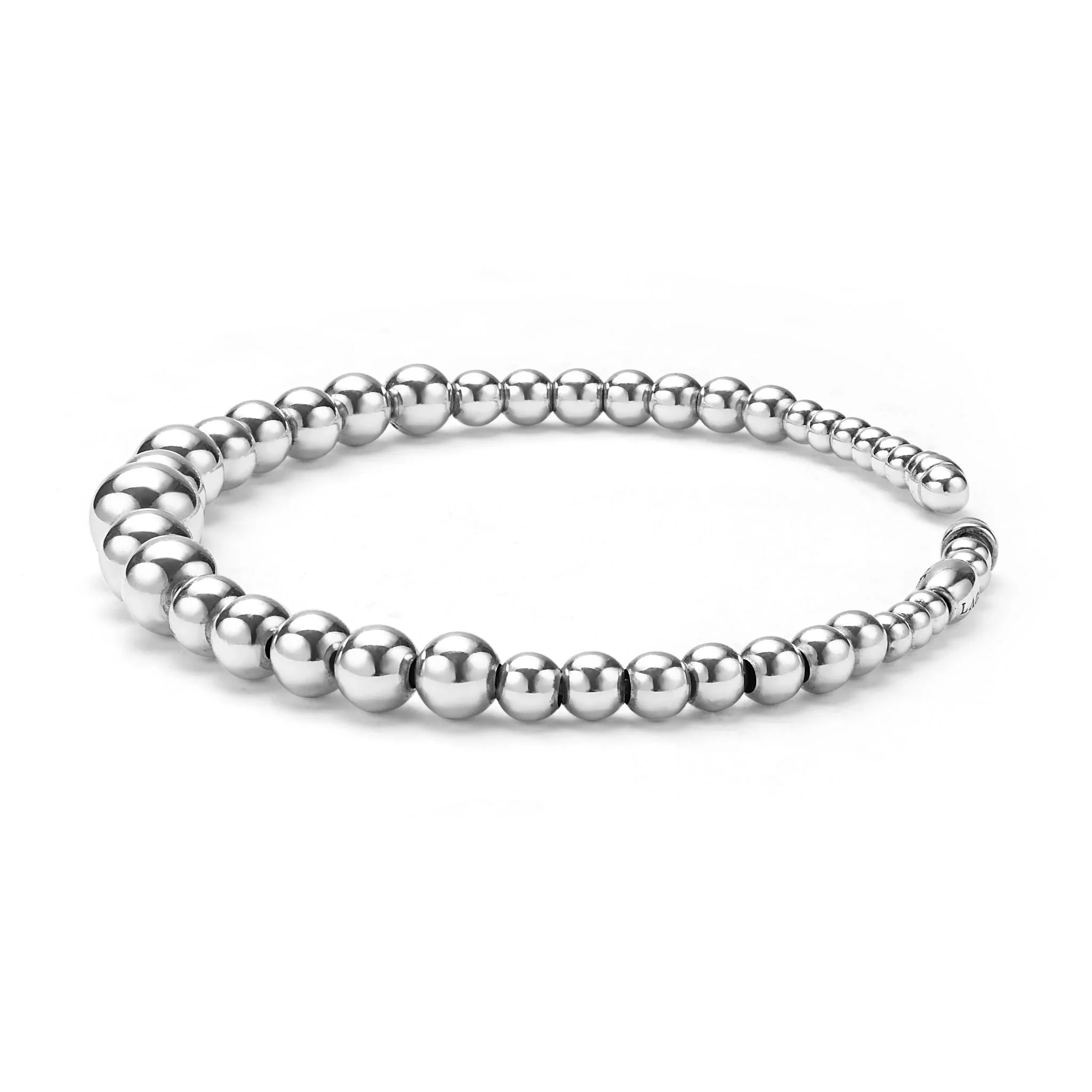 Caviar Bubbly Silver Beaded Cuff Bracelet - Image 3