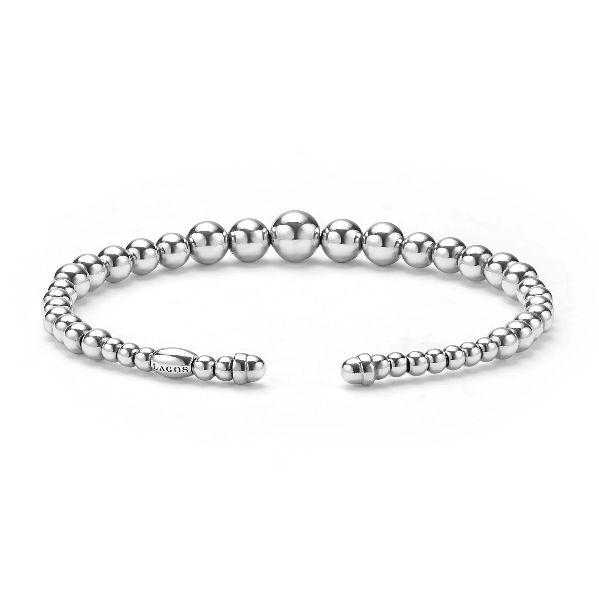 Caviar Bubbly Silver Beaded Cuff Bracelet - Image 4