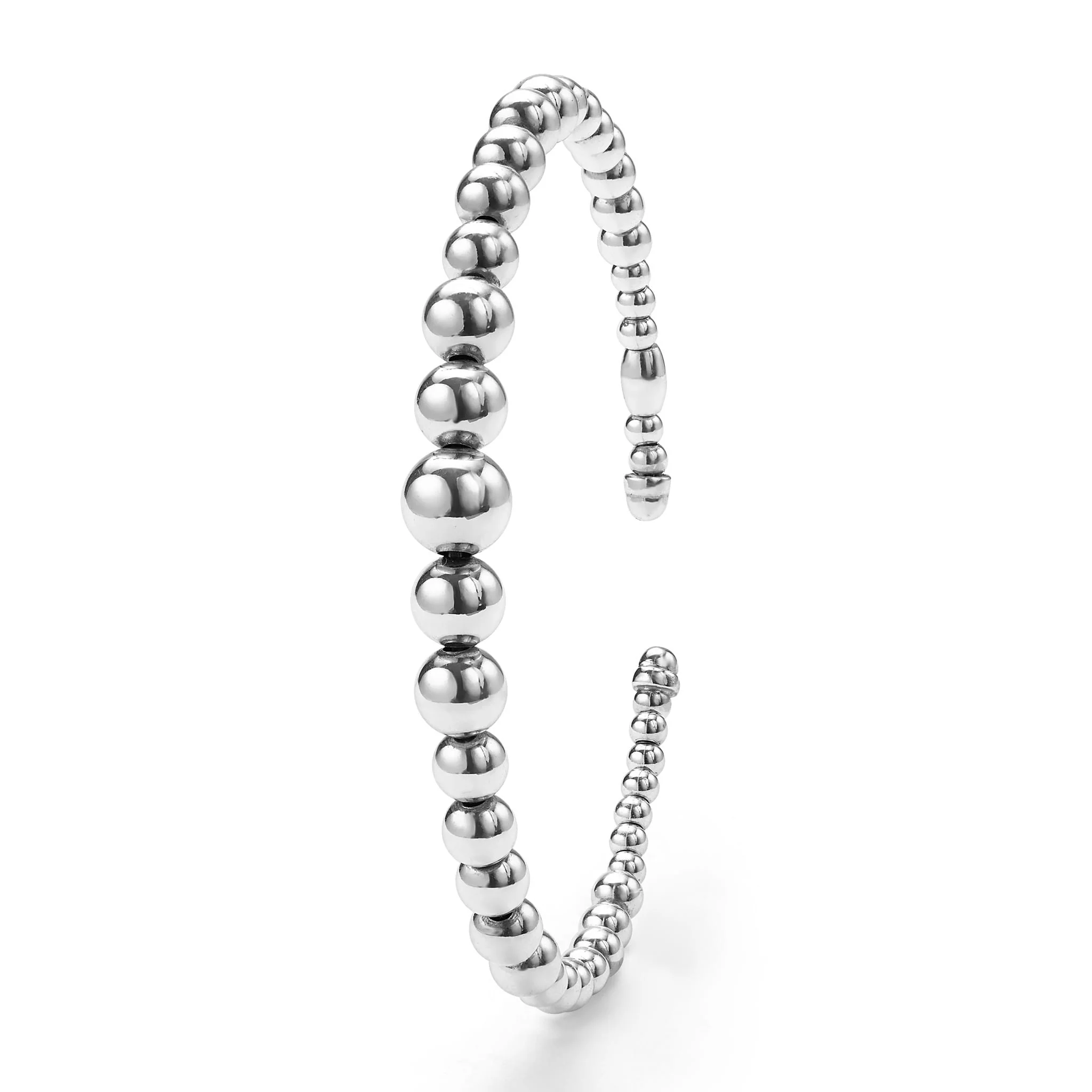 Caviar Bubbly Silver Beaded Cuff Bracelet - Image 5