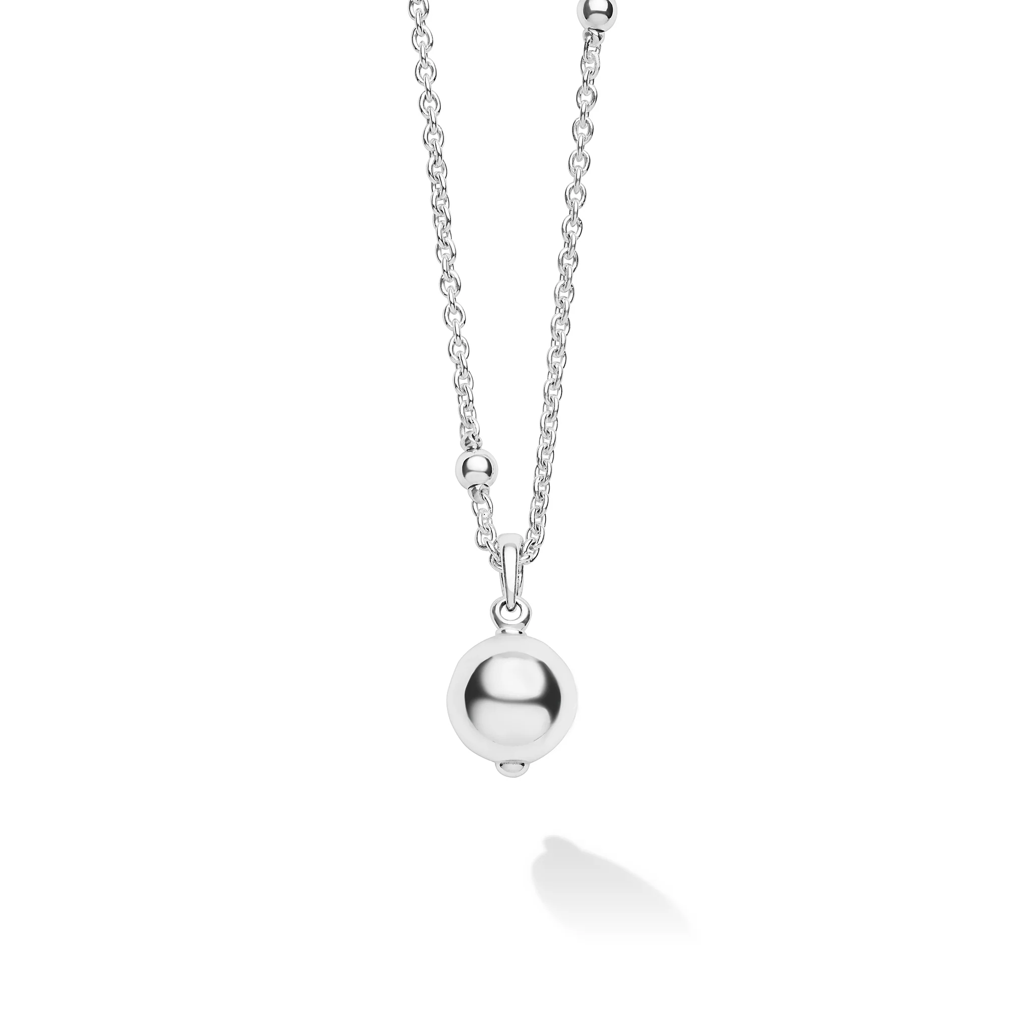 Caviar Bubbly Silver Beaded Pendant Necklace | 12mm