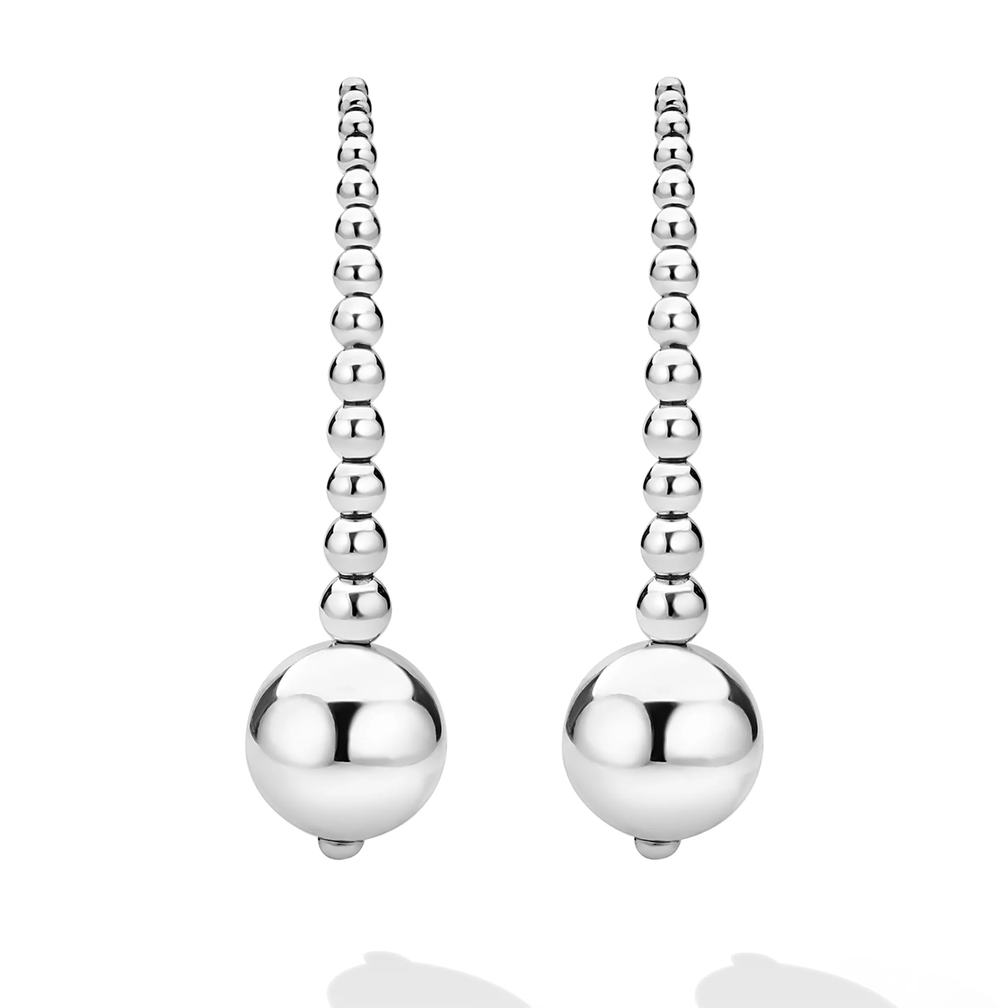 Caviar Bubbly Silver Graduated Bead Earrings - Image 3