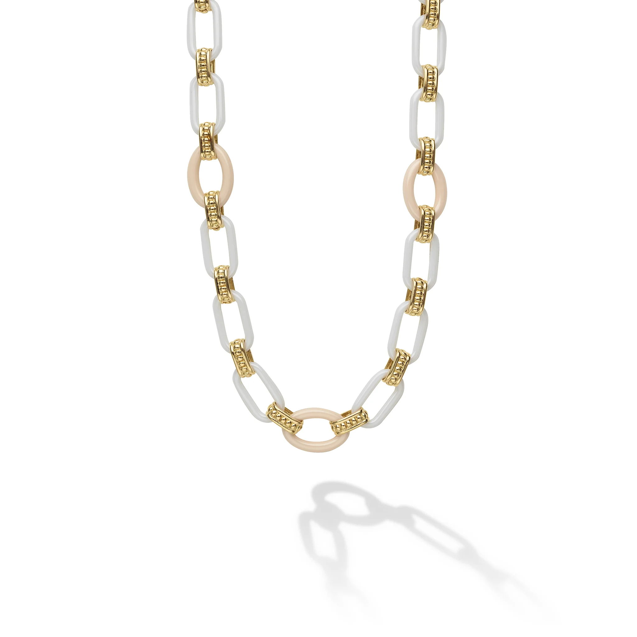 Caviar Color 18K Gold and White Ceramic Necklace