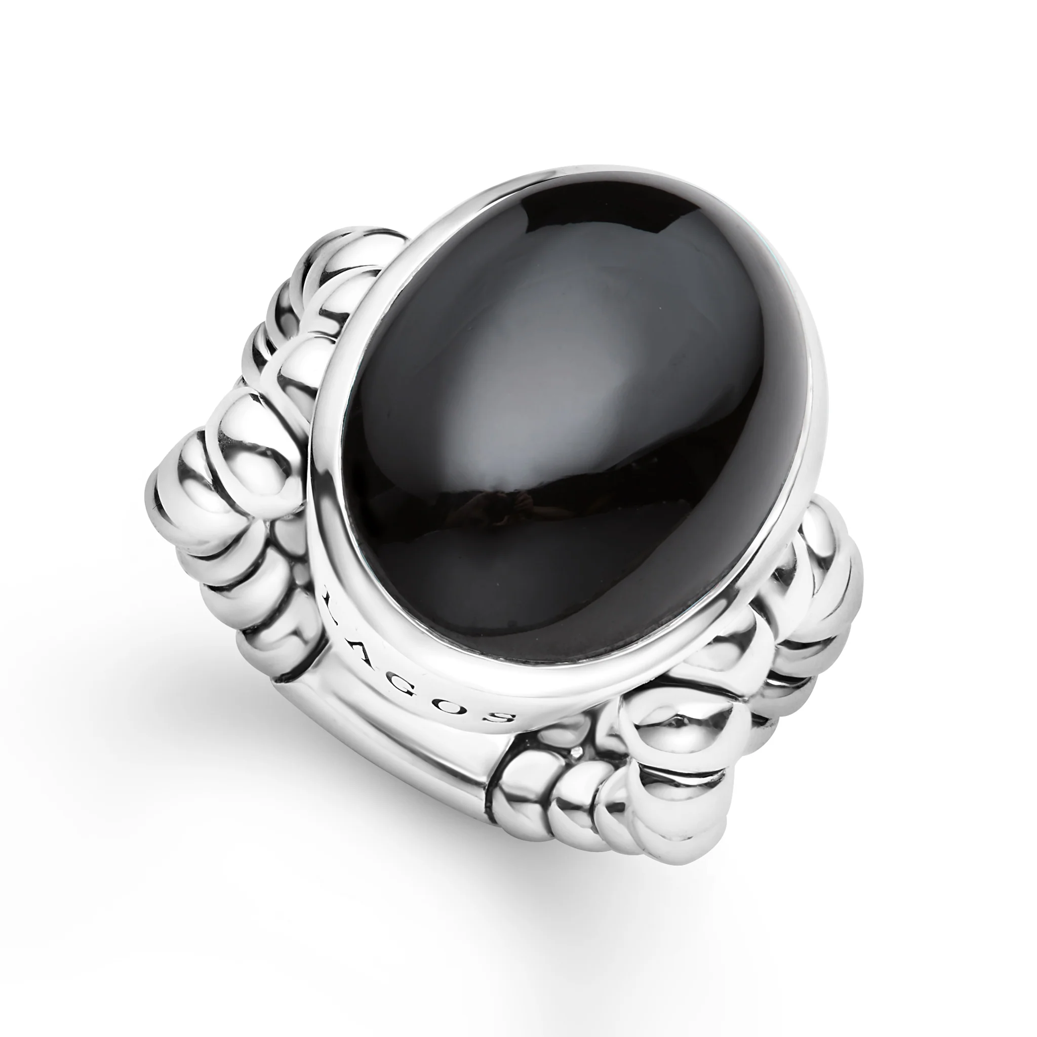 Caviar Color Sterling Silver Black Spinel Cabochon Ring