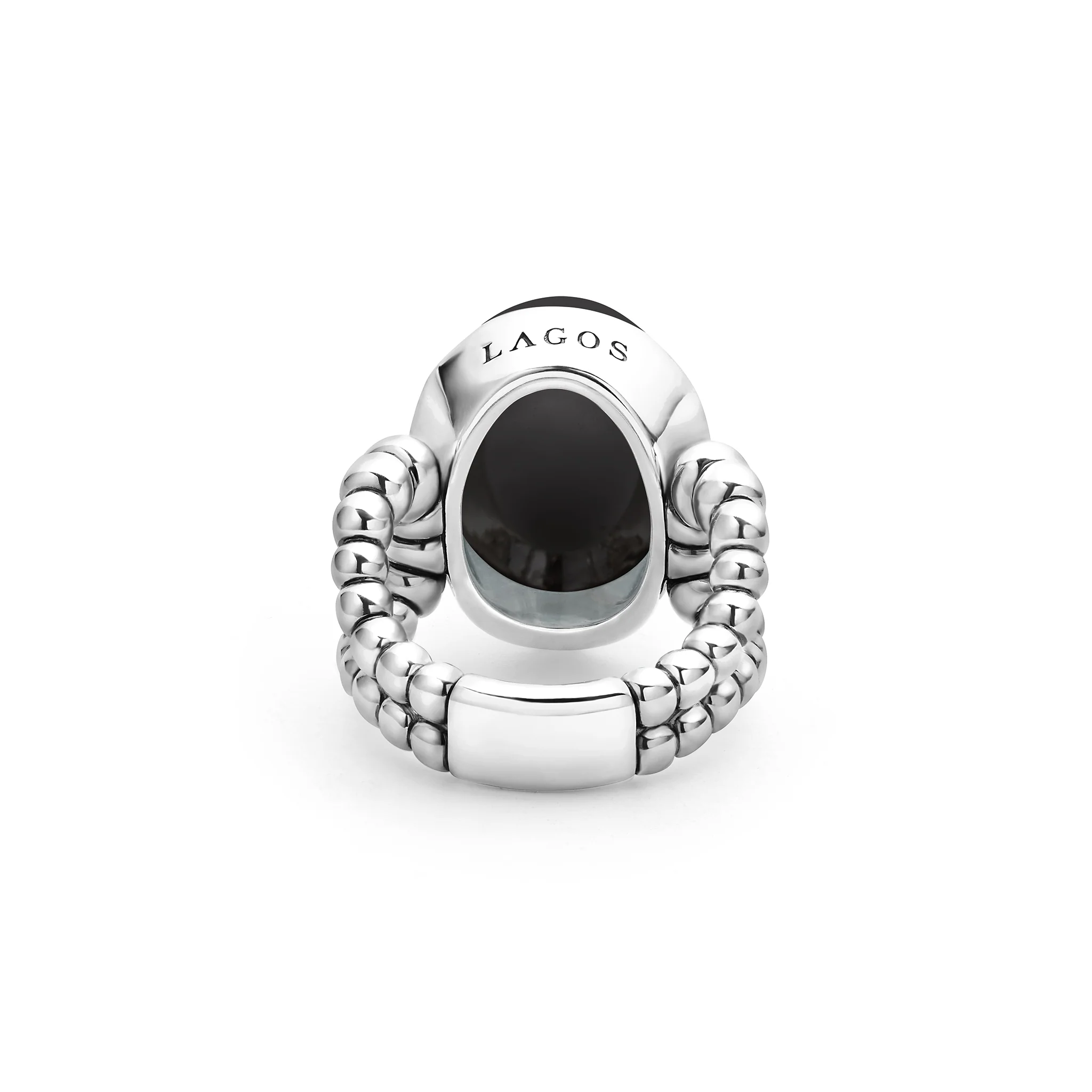 Caviar Color Sterling Silver Black Spinel Cabochon Ring - Image 4