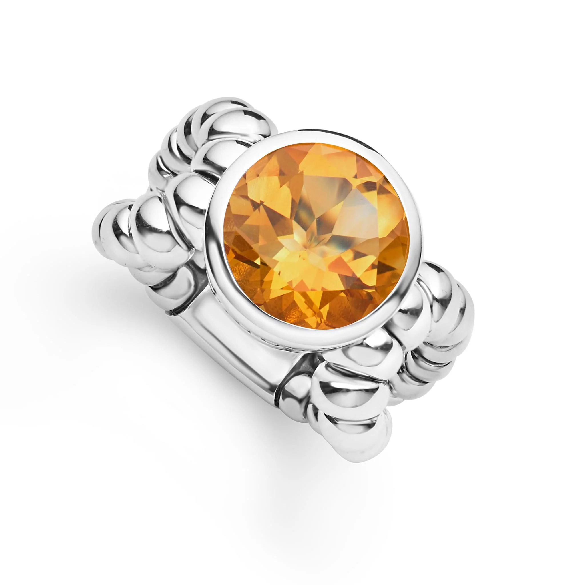 Caviar Color Sterling Silver Citrine Ring - Image 21