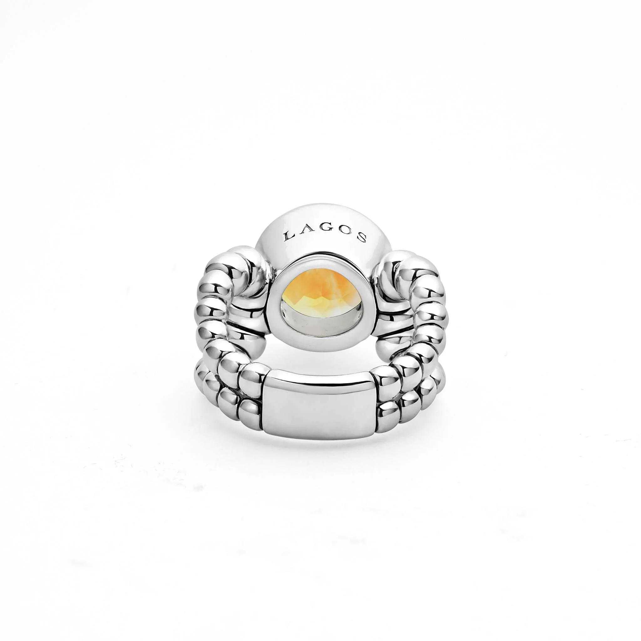 Caviar Color Sterling Silver Citrine Ring - Image 28