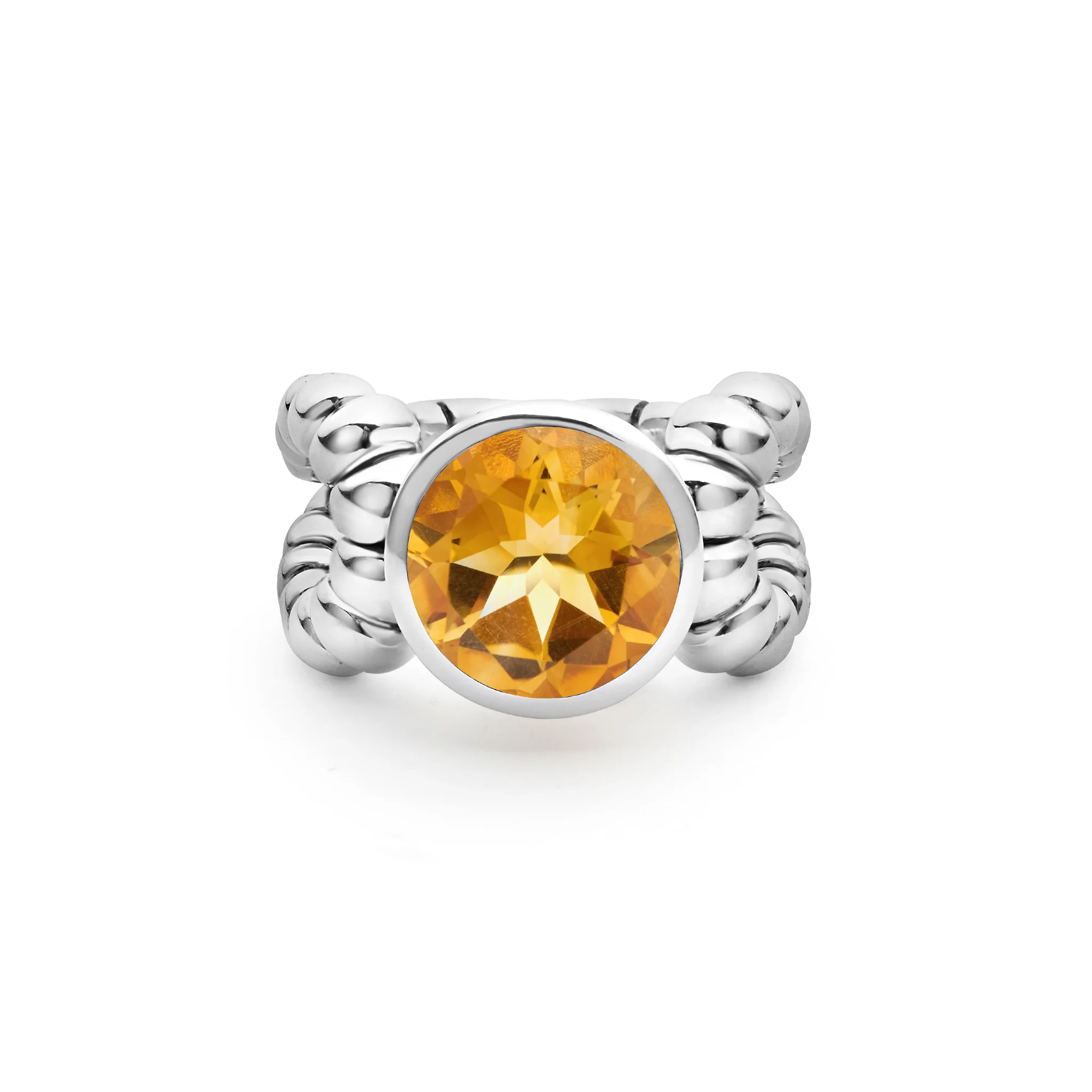 Caviar Color Sterling Silver Citrine Ring - Image 29