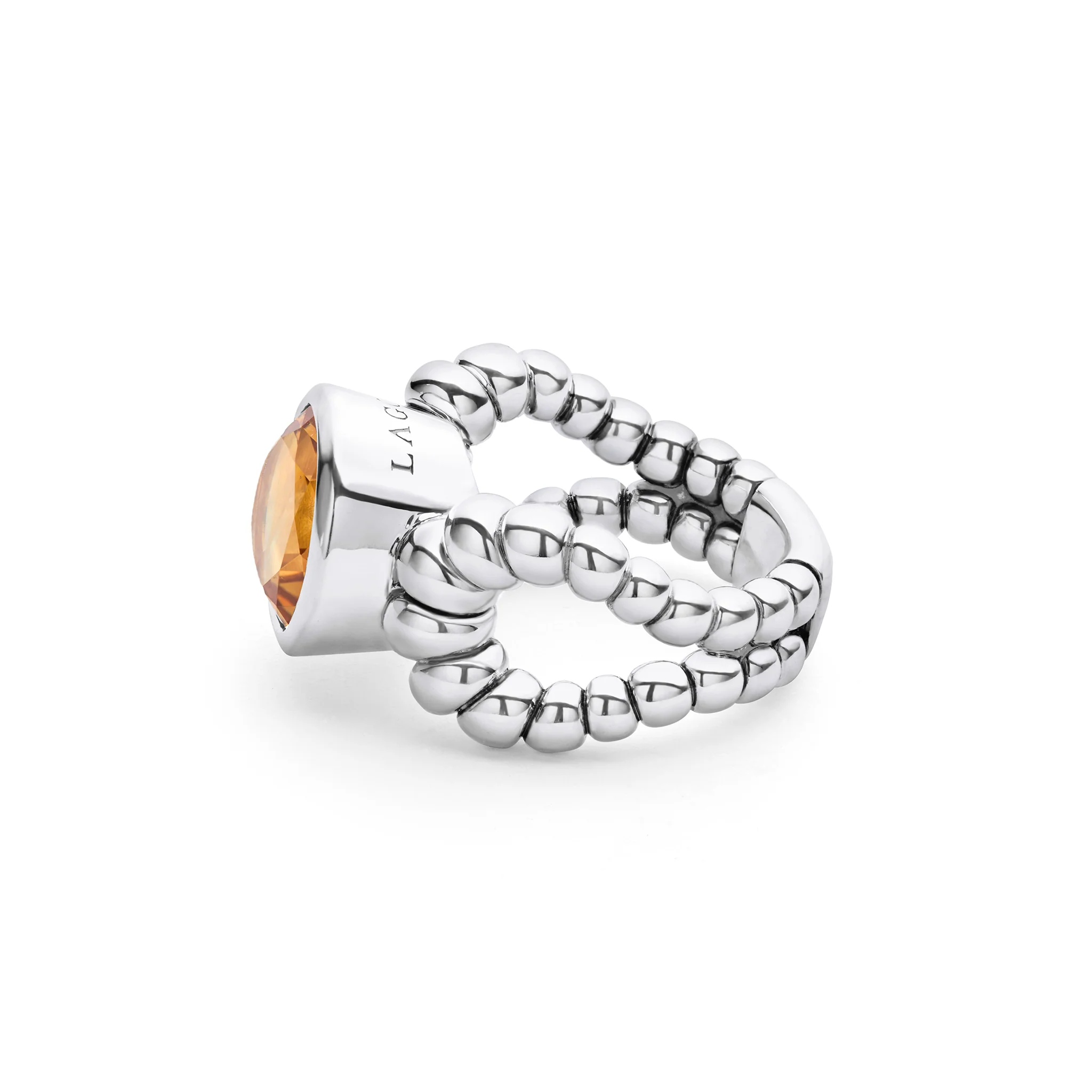 Caviar Color Sterling Silver Citrine Ring - Image 33