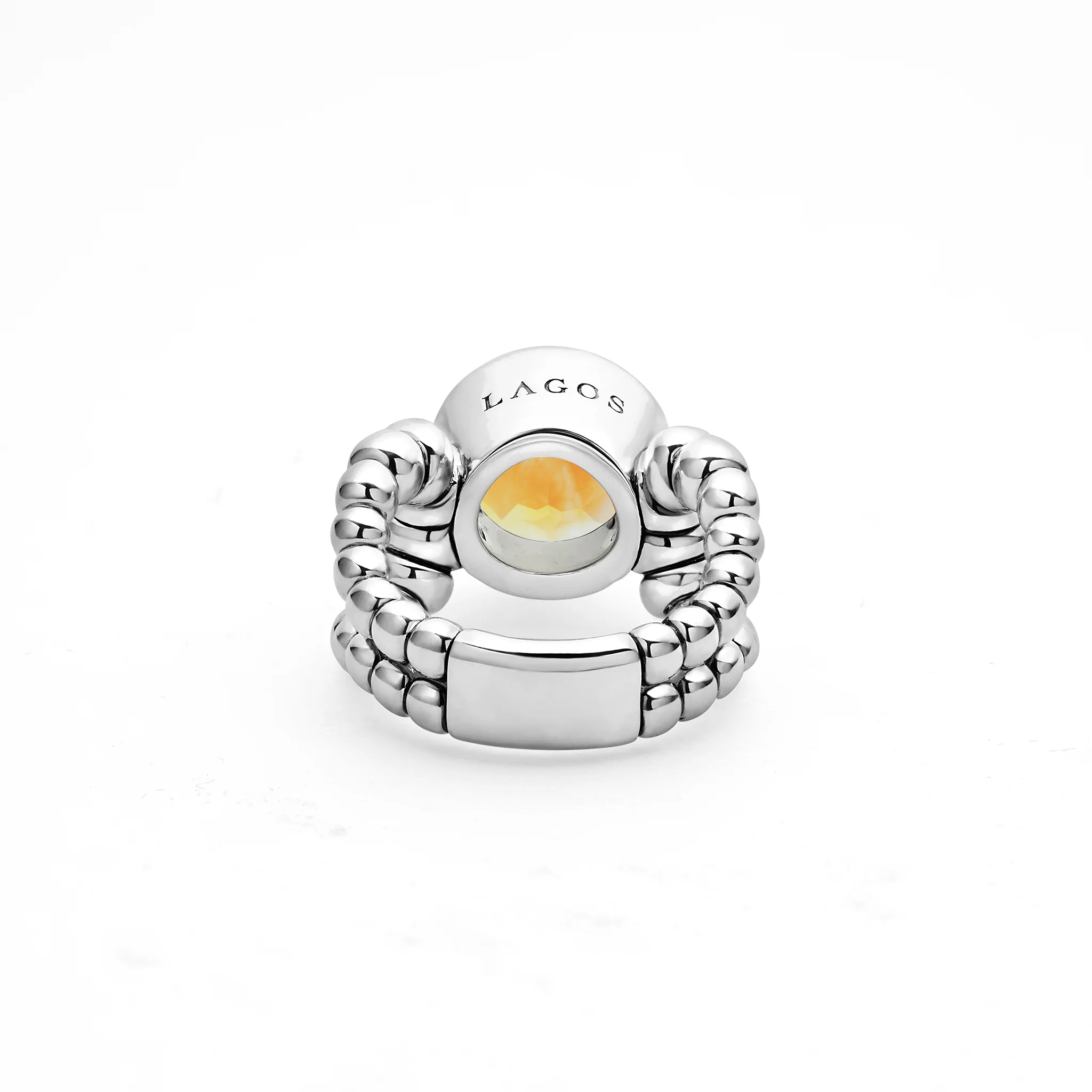 Caviar Color Sterling Silver Citrine Ring - Image 37