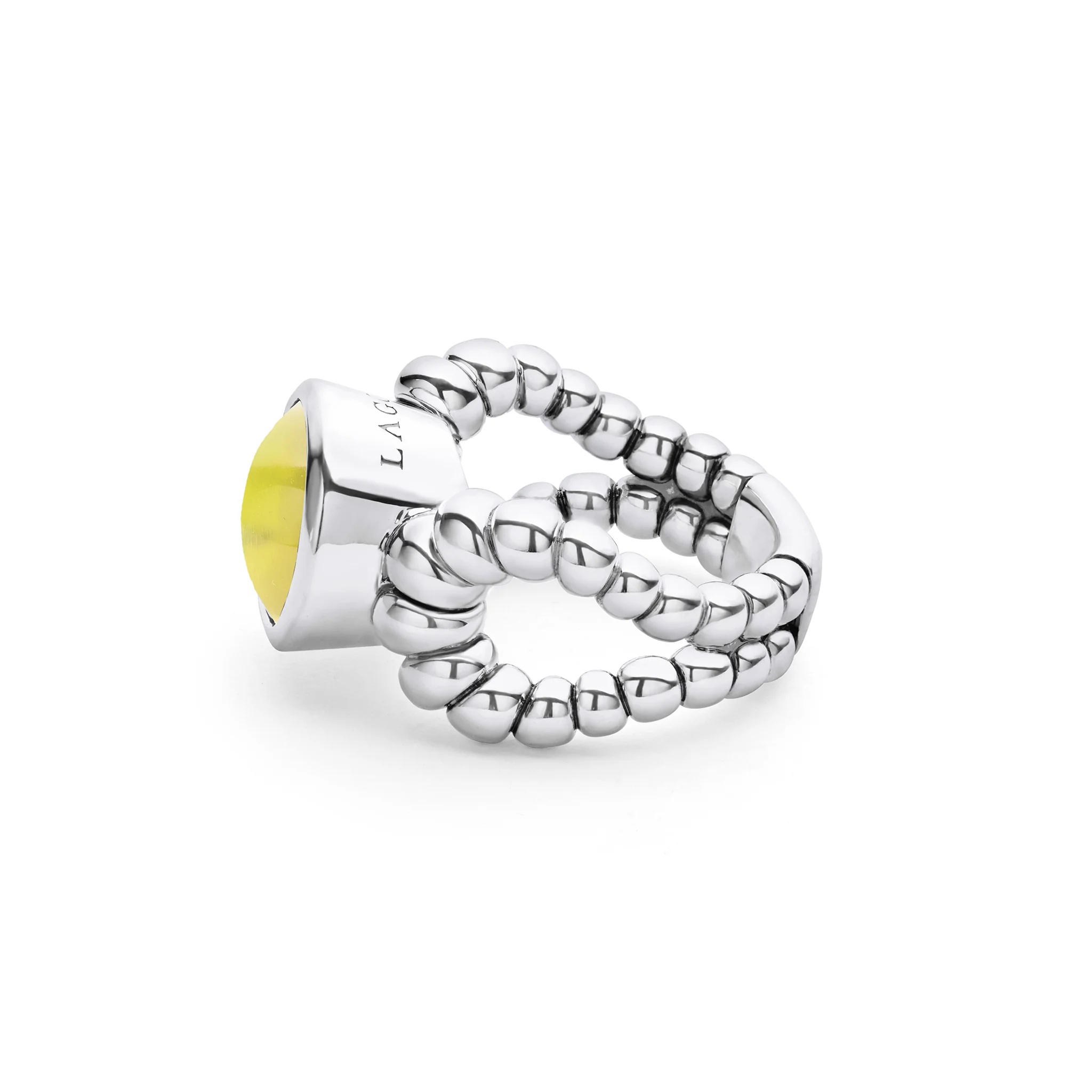 Caviar Color Sterling Silver Green Quartz Cabochon Ring - Image 3