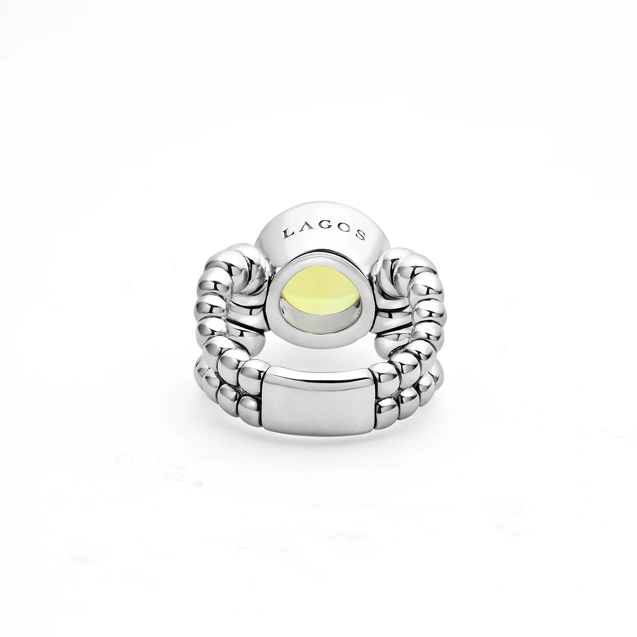 Caviar Color Sterling Silver Green Quartz Cabochon Ring - Image 4