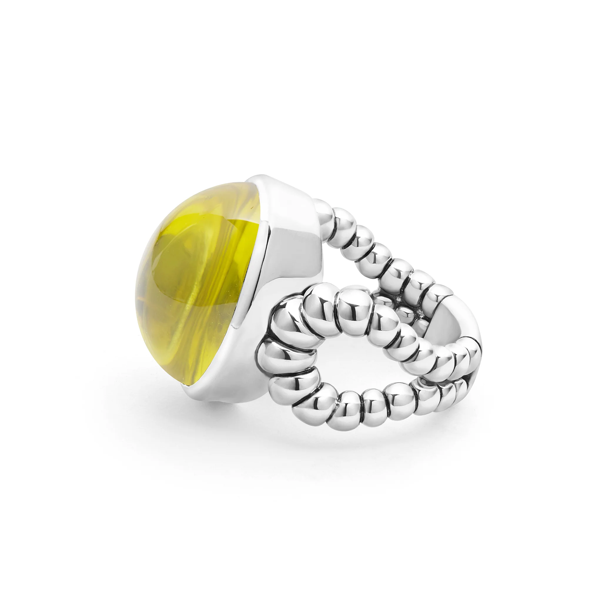 Caviar Color Sterling Silver Green Quartz Cabochon Ring - Image 3