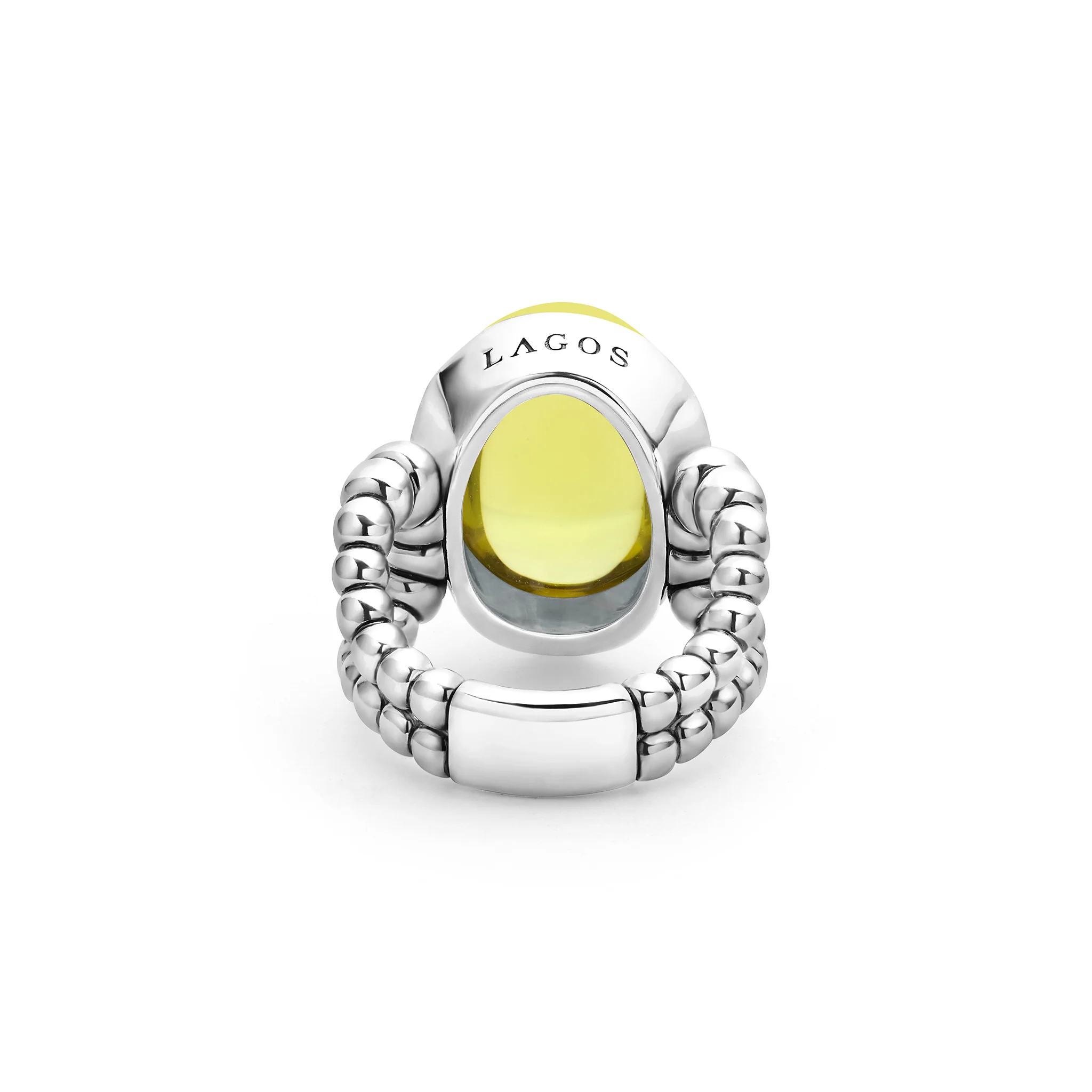 Caviar Color Sterling Silver Green Quartz Cabochon Ring - Image 4