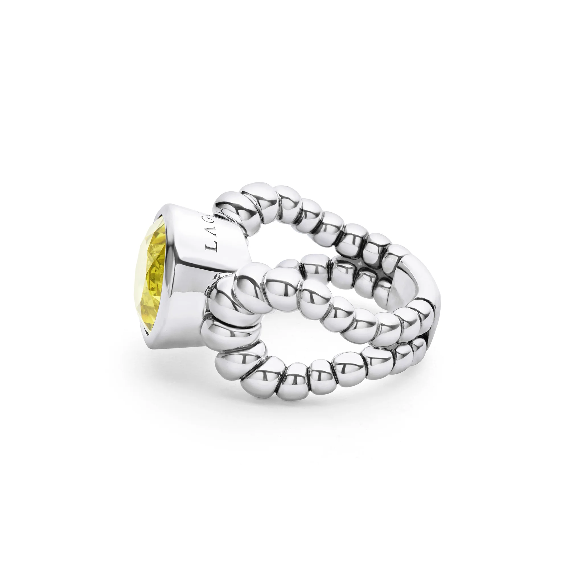 Caviar Color Sterling Silver Green Quartz Ring - Image 3