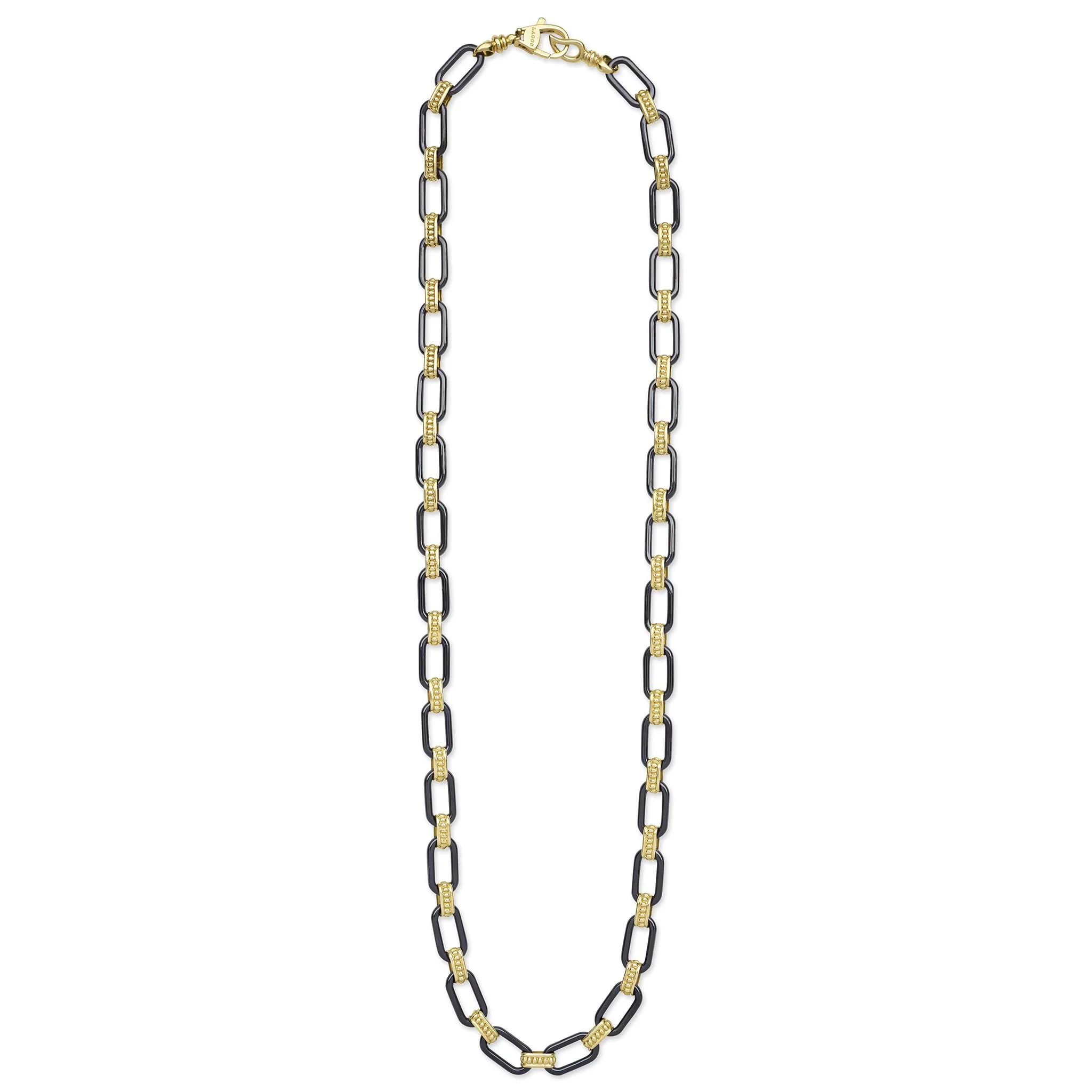 Caviar Color 18K Gold and Matte Black Ceramic Link Necklace - Image 2