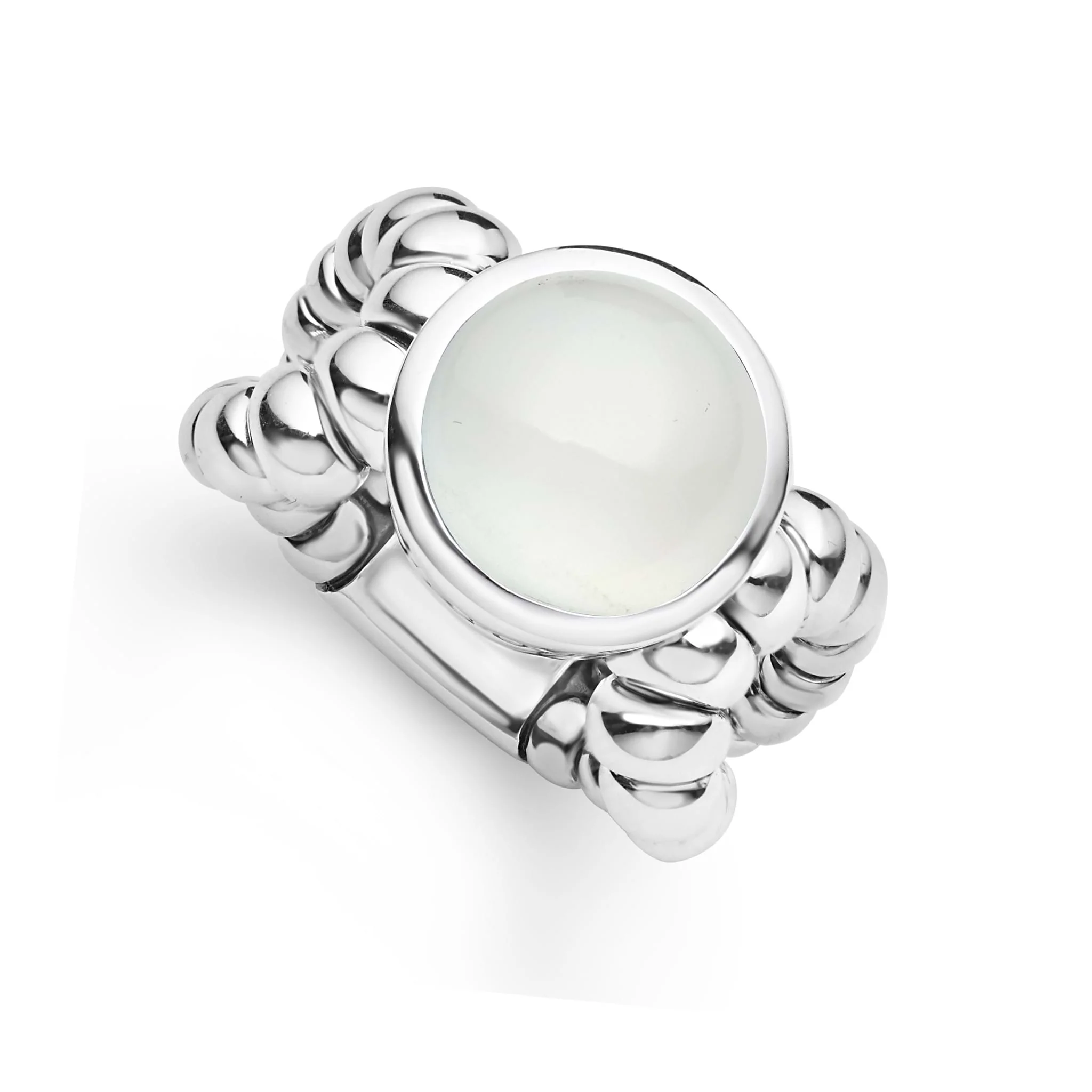 Caviar Color Sterling Silver Moonstone Ring