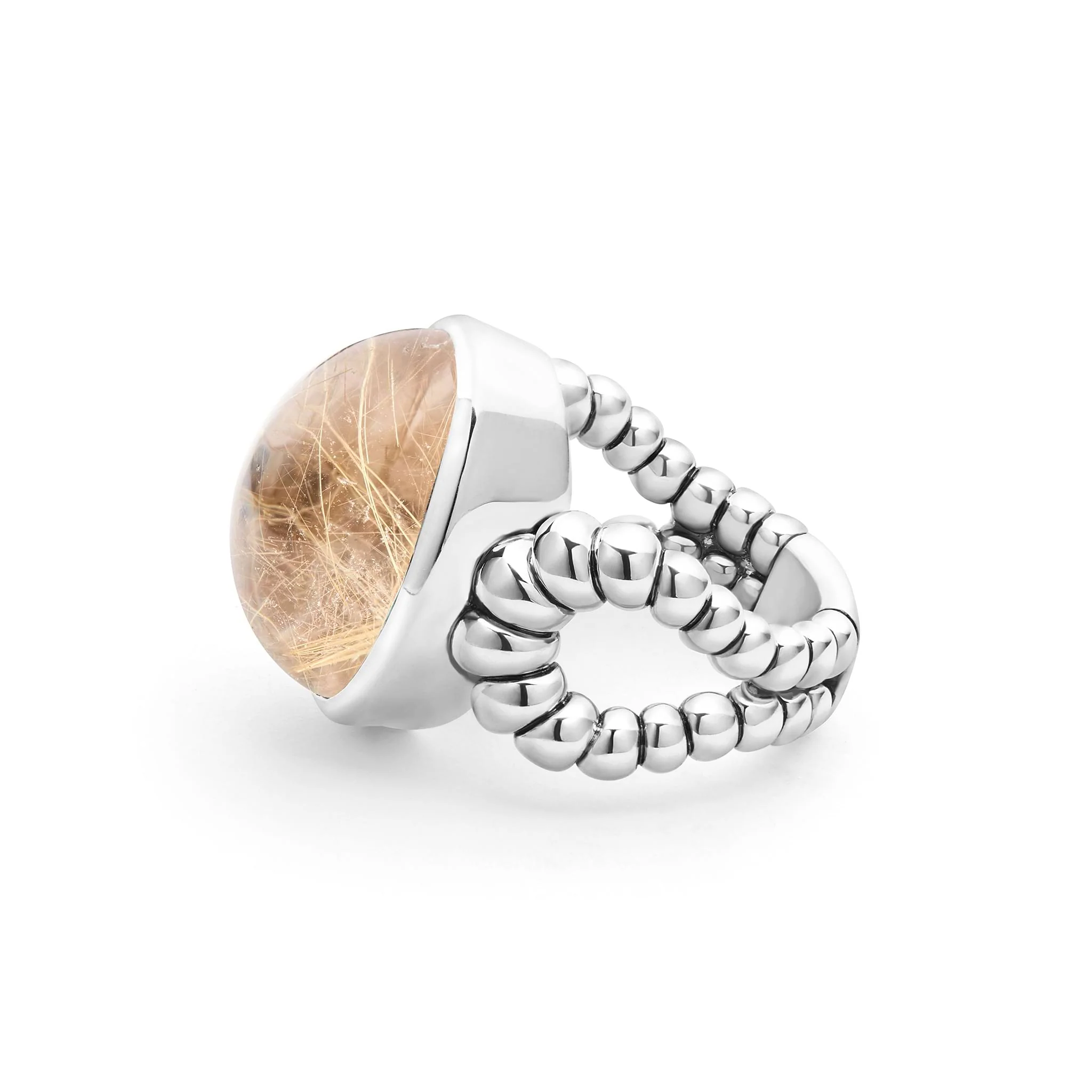 Caviar Color Sterling silver Oval Rutilated Quartz Ring - Image 19