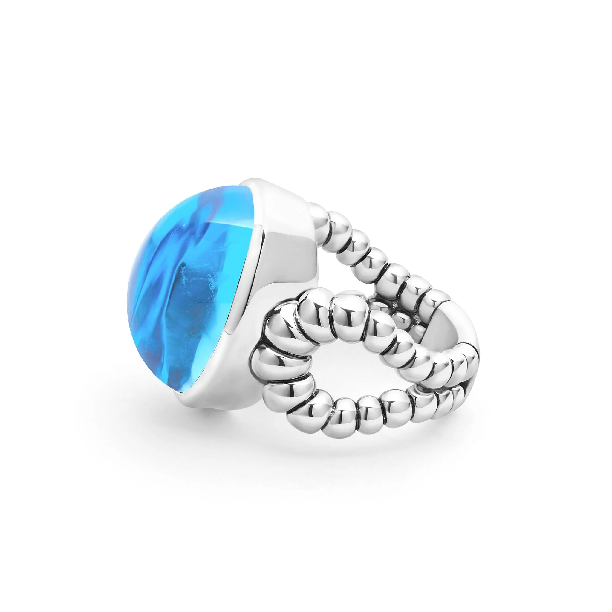 Caviar Color Sterling Silver Blue Topaz Ring - Image 75