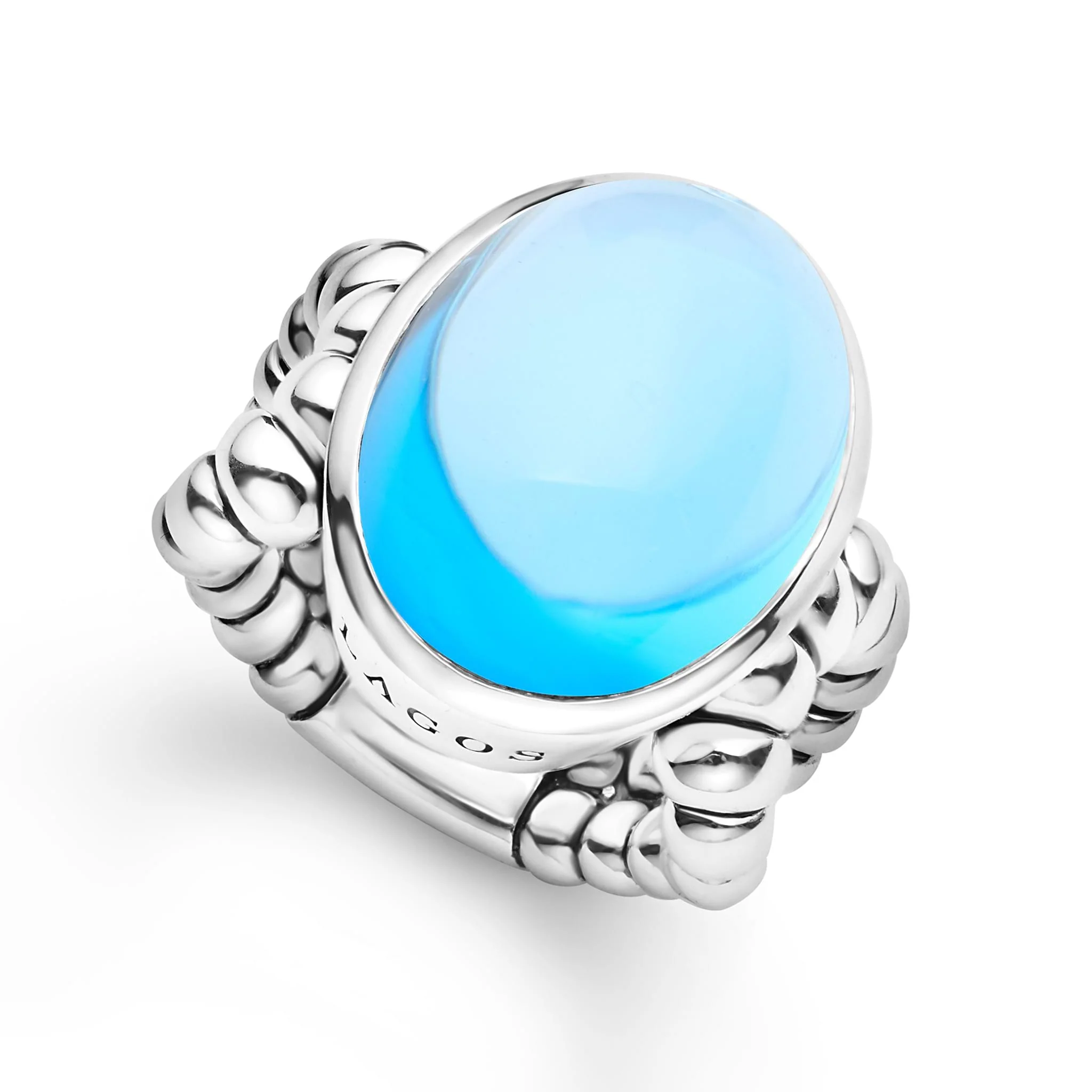 Caviar Color Sterling Silver Blue Topaz Ring - Image 9